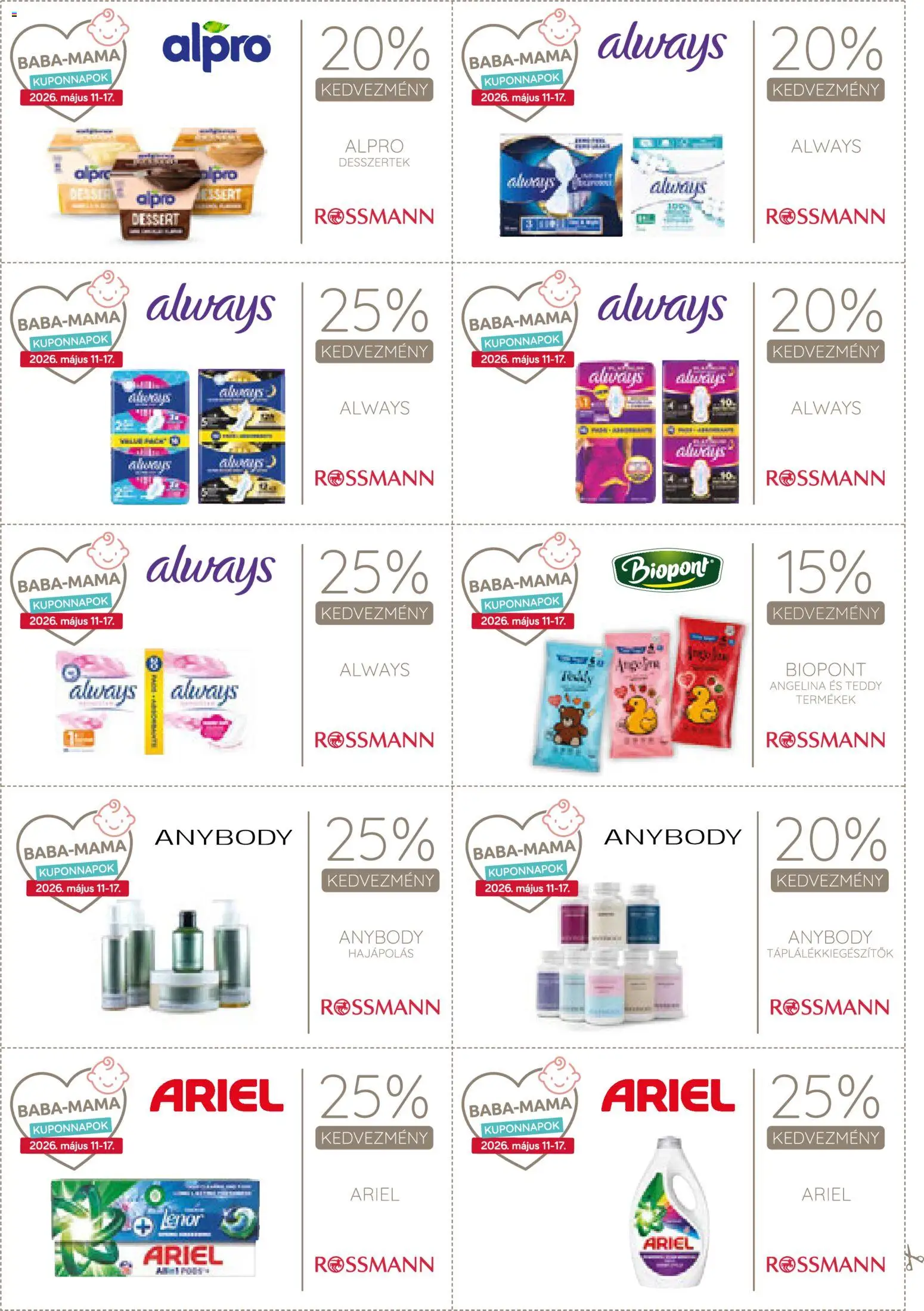 Rossmann akciós ujság - amely érvényes a következő dátumtól: 11.05.2026 | Oldal: 7 | Termékek: Ariel, Alpro, Desszertek