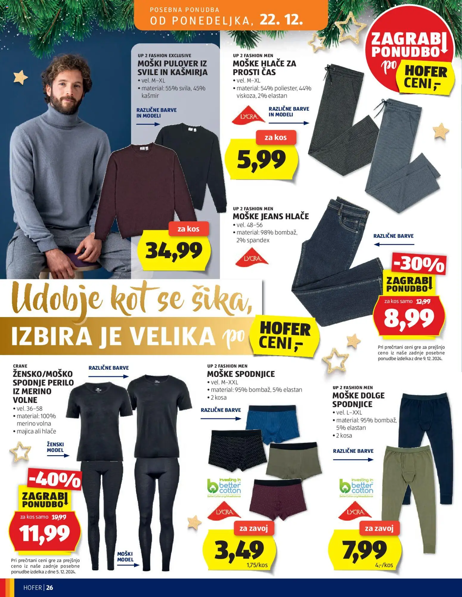 Novi Hofer katalog ponudbe – veljaven od 18.12.2025 | Stran: 26 | Izdelki: Spodnjice, Kos, Pulover, Hlace