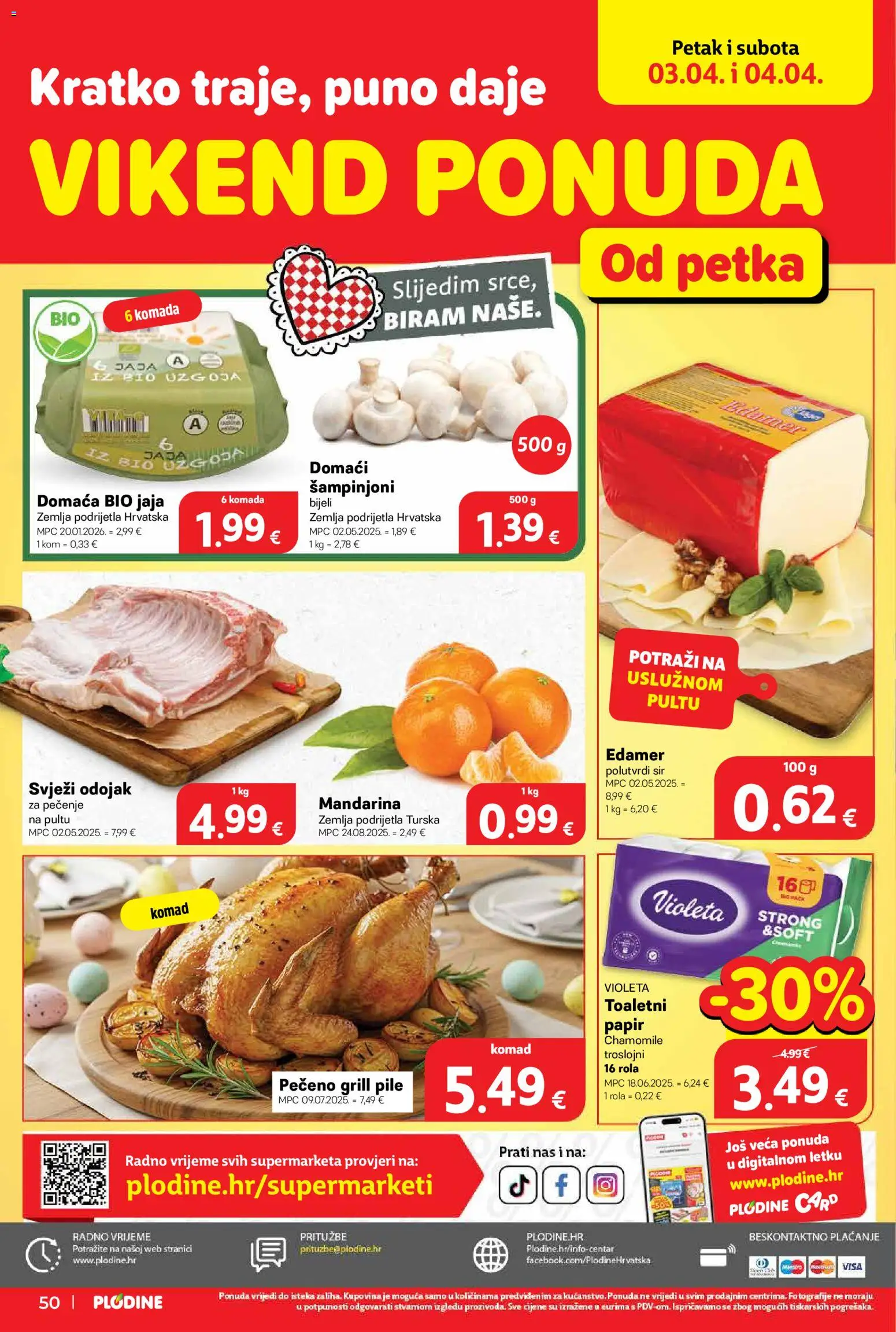 Plodine katalog | vrijedi od 01.04.2026 | Stranica: 58 | Proizvodi: Mandarina, Sir, Jaja, Violeta