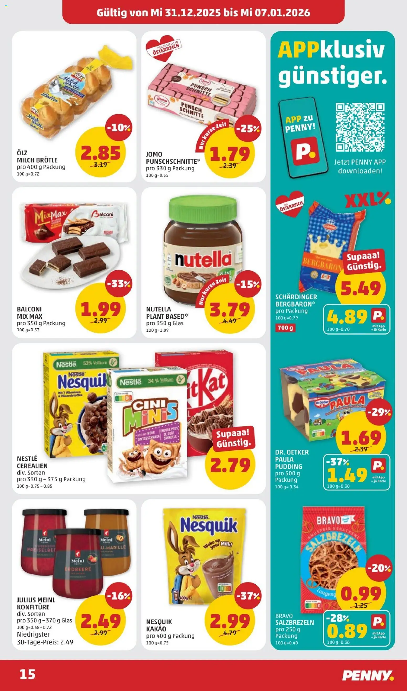 Penny Markt Flugblatt gültig ab 31.12.2025 | Seite: 15 | Produkte: Milch