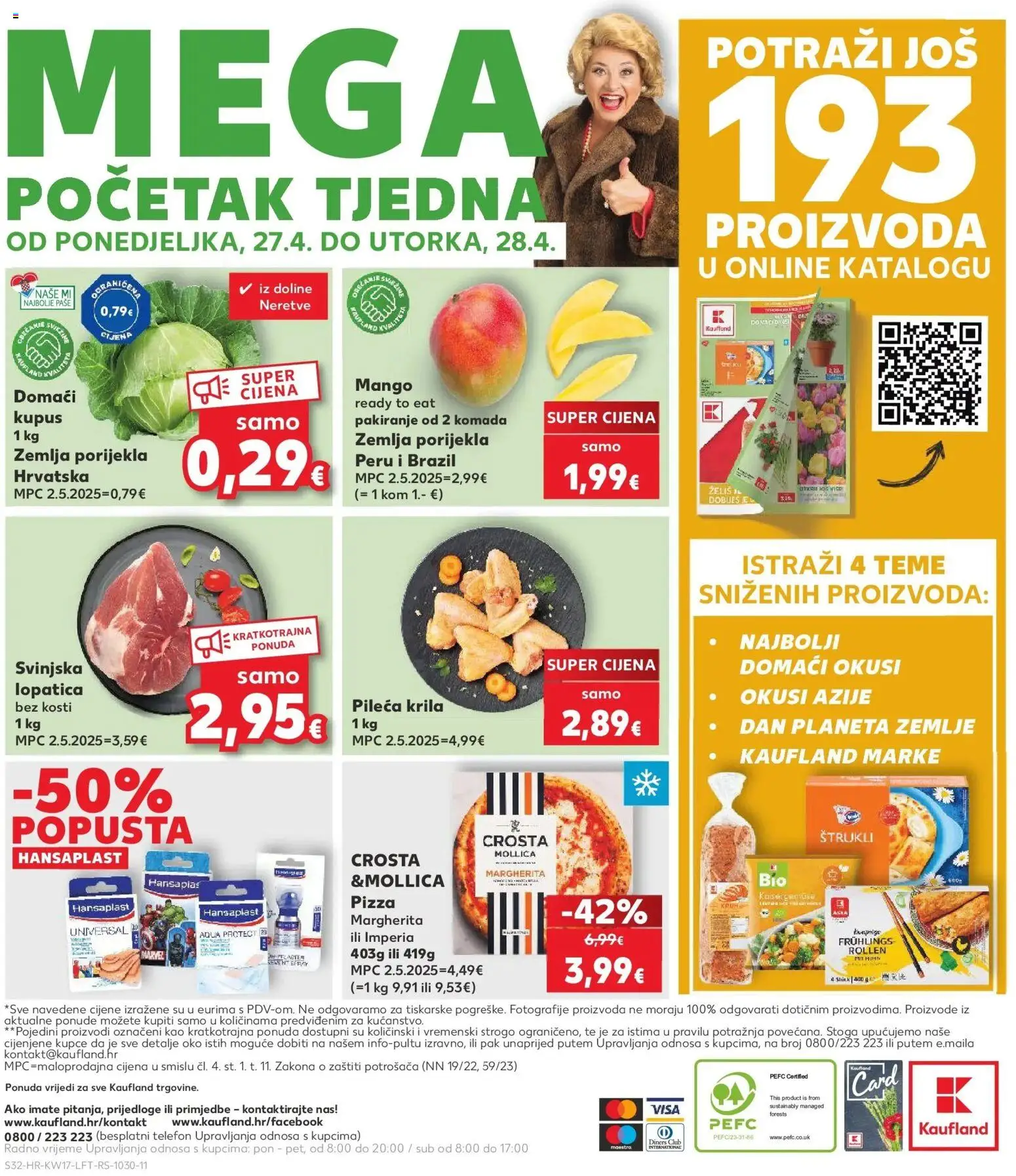 Kaufland katalog | vrijedi od 22.04.2026 | Stranica: 32 | Proizvodi: Pileća krila, Svinjska lopatica, Mango, Kupus