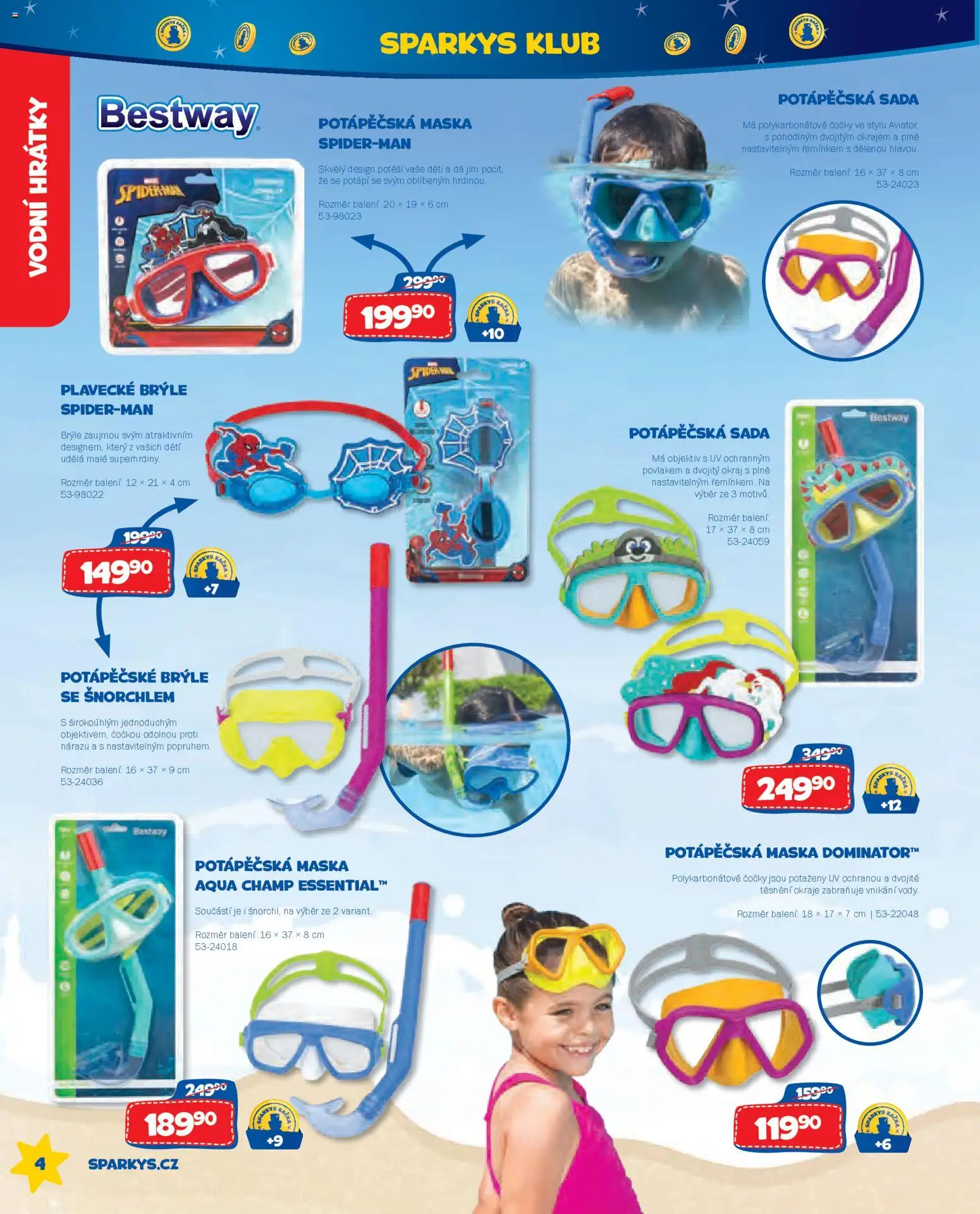 Sparkys katalog Léto 2026 od 01.05.2026 | Strana: 4 | Produkty: Potápěčské brýle, Brýle, Plavecké brýle, Maska