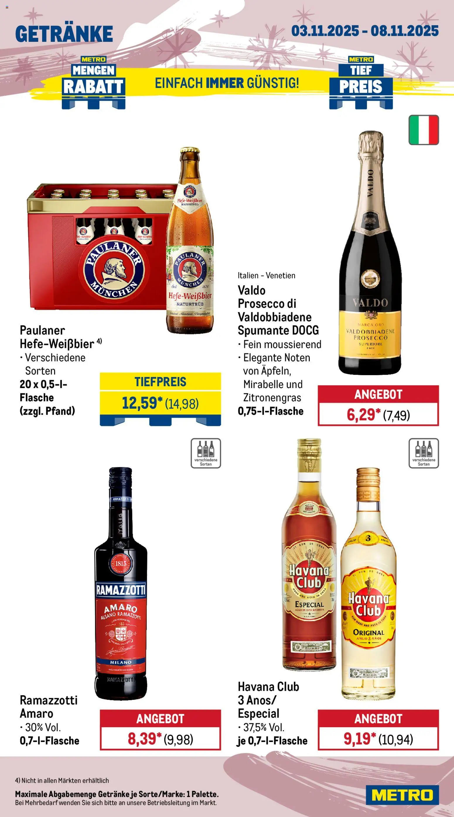 Metro - Black Friday – gültig ab 03.11.2025 | Seite: 18 | Produkte: Havana club, Prosecco, Ramazzotti, Paulaner