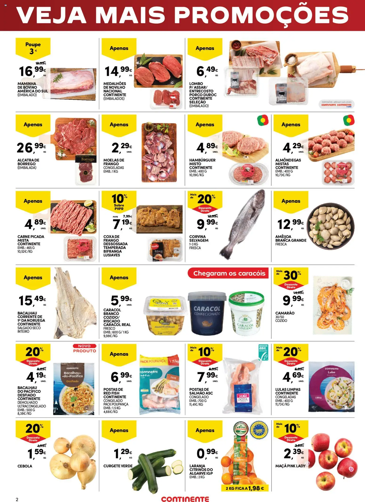 Continente Fim de Semana à Continente │ válido de 24.04.2026 | Página: 2 | Produtos: Bacalhau, Camarão, Cebola, Lombo