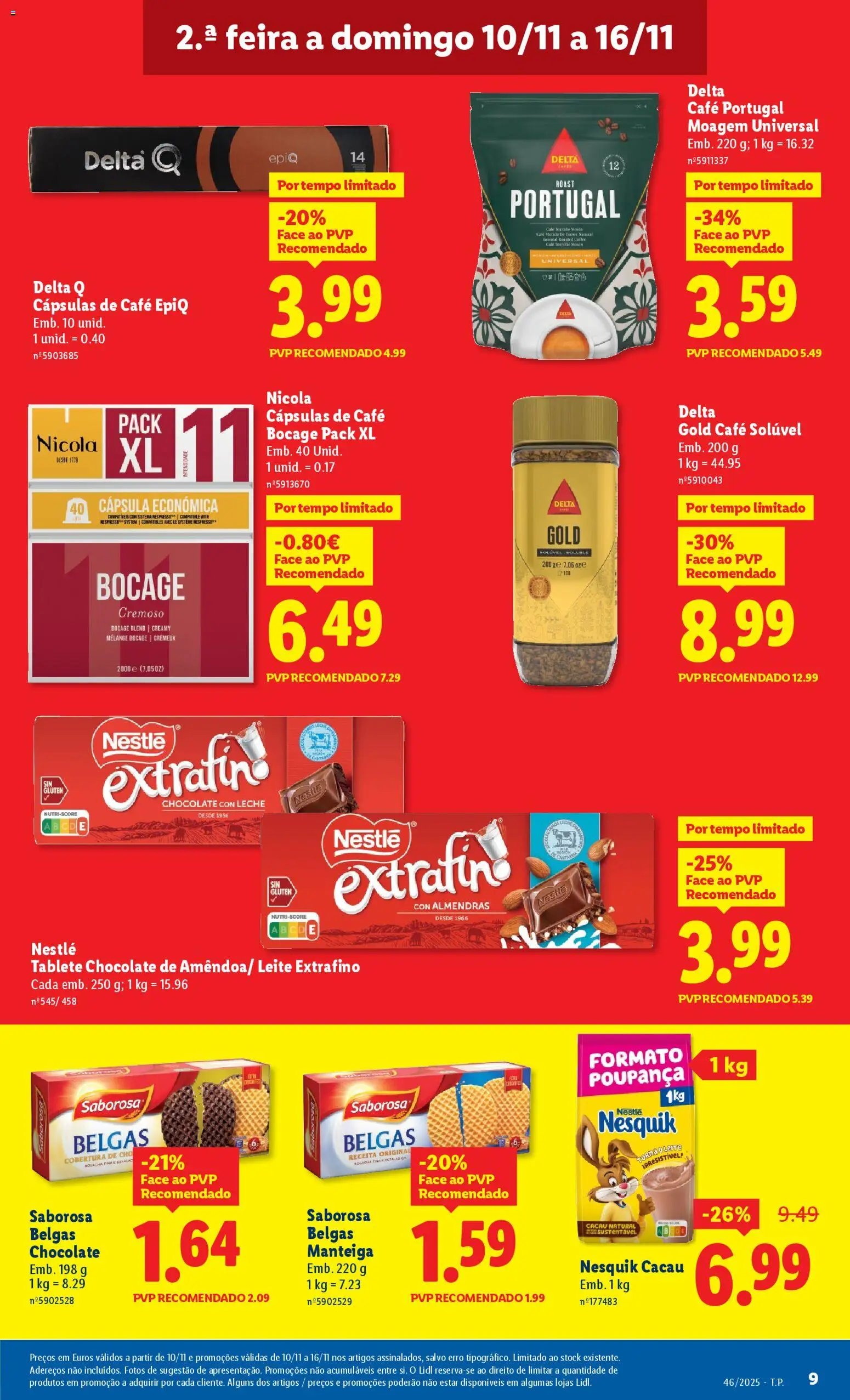 Lidl folheto │ válido de 10.11.2025 | Página: 9 | Produtos: Café solúvel, Manteiga, Nestlé, Chocolate