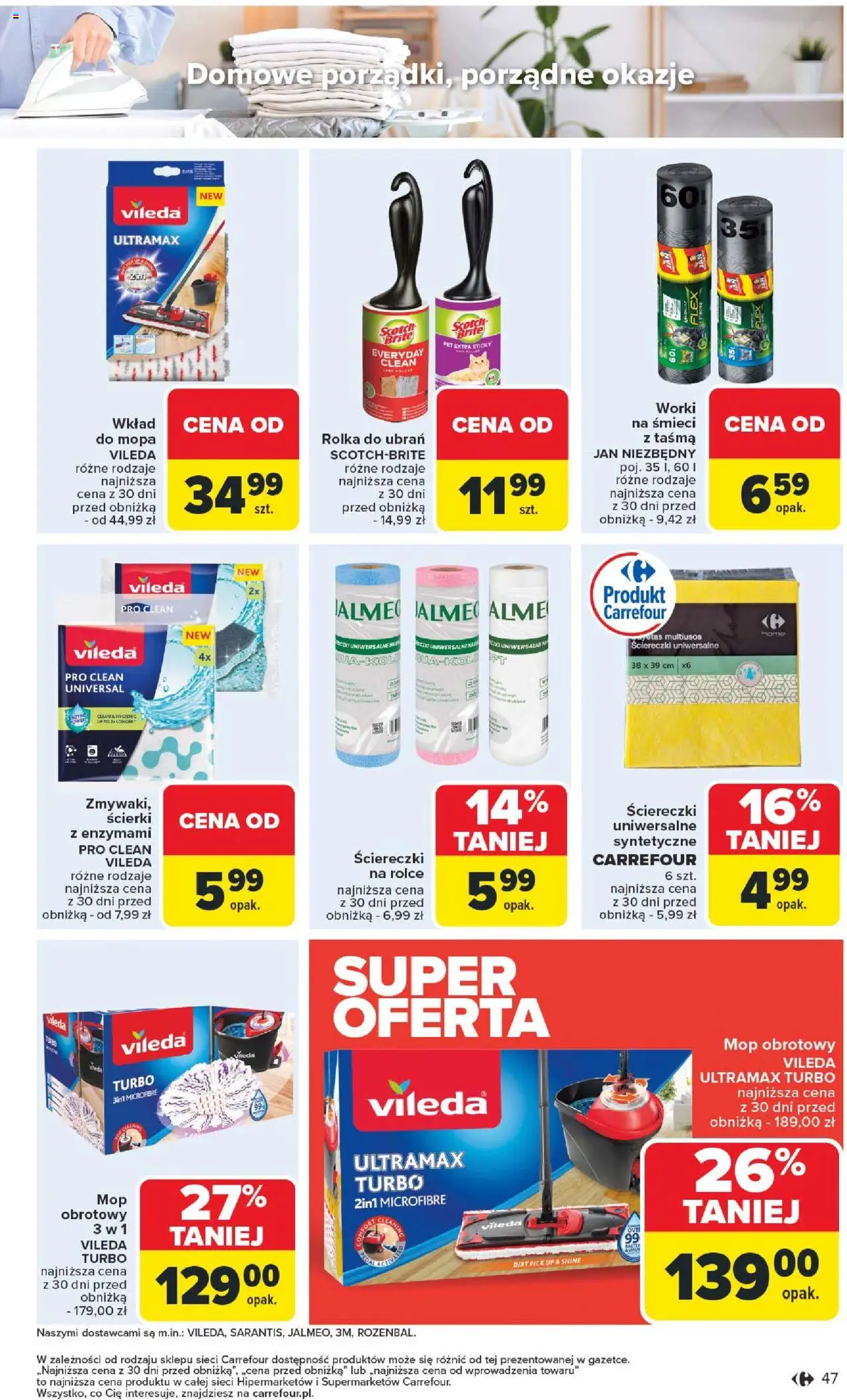 Carrefour Gazetka od 18.08.2025 | Strona: 49 | Produkty: Mop obrotowy vileda, Mop obrotowy, Rolka do ubrań, Vileda