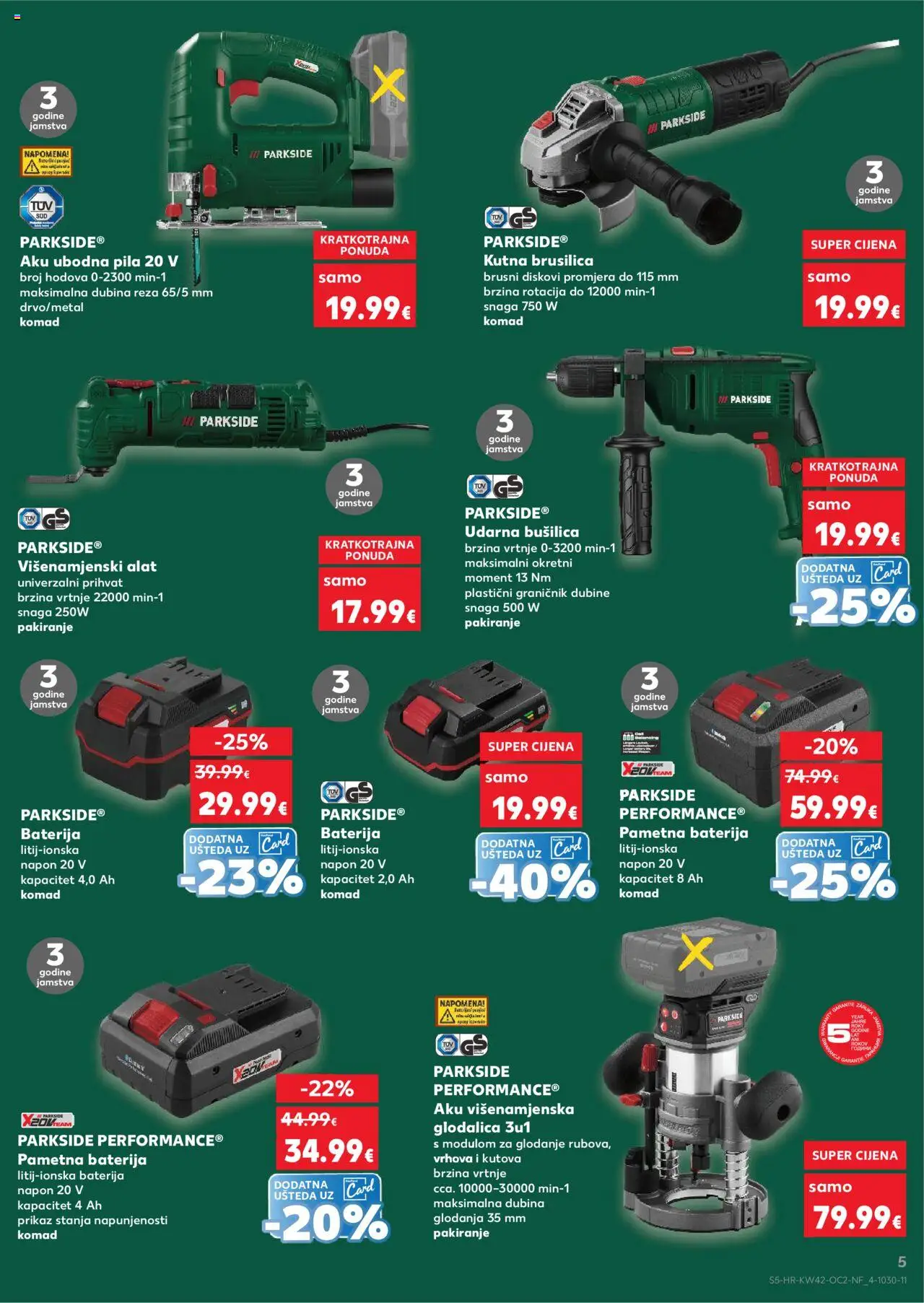 Kaufland katalog | vrijedi od 15.10.2025 | Stranica: 5 | Proizvodi: Brusilica, Baterija, Kutna brusilica, Pila