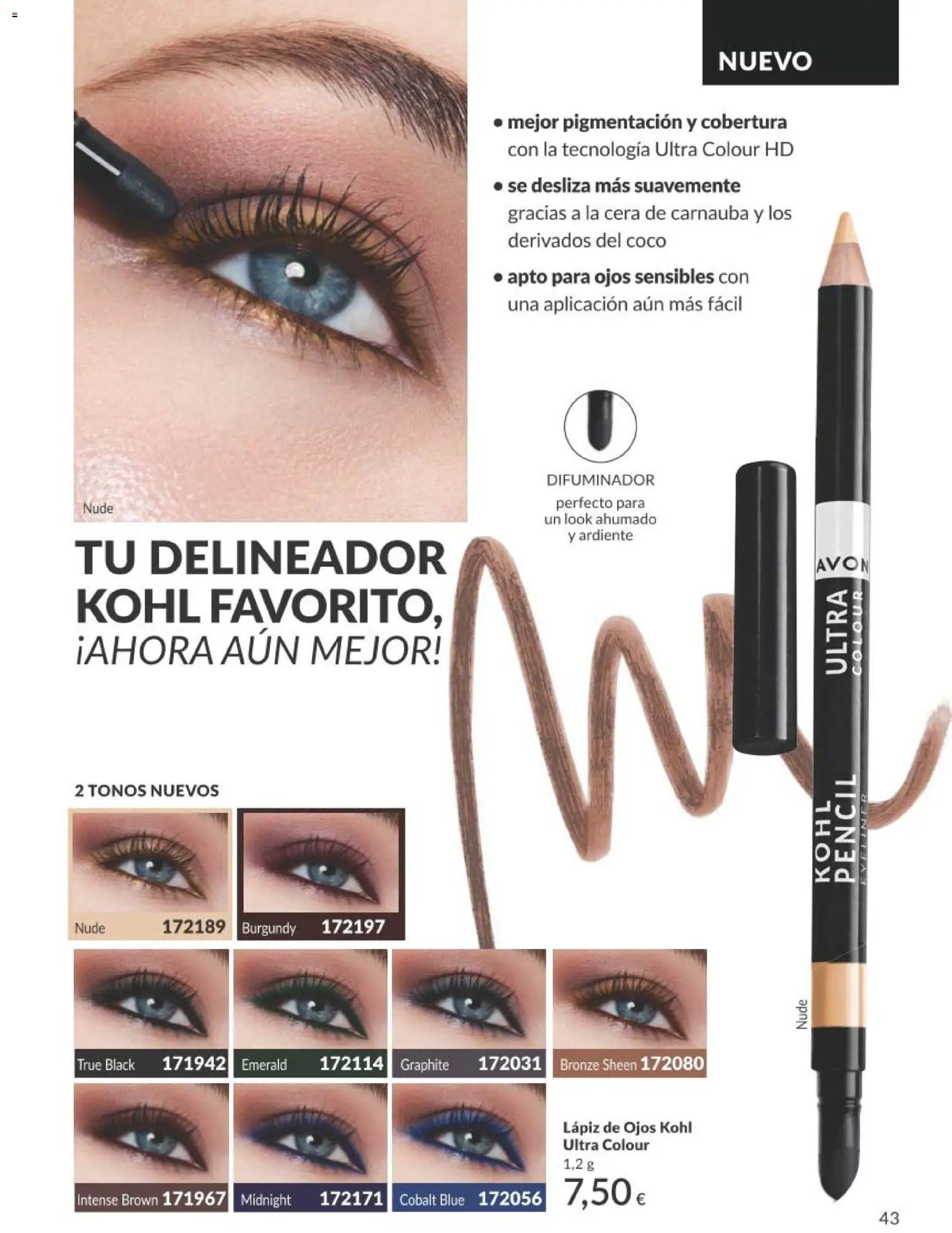 Catálogo AVON campaña 1 │ válido desde el 01.01.2026 | Página: 43 | Productos: Delineador, Τυρόπιτα