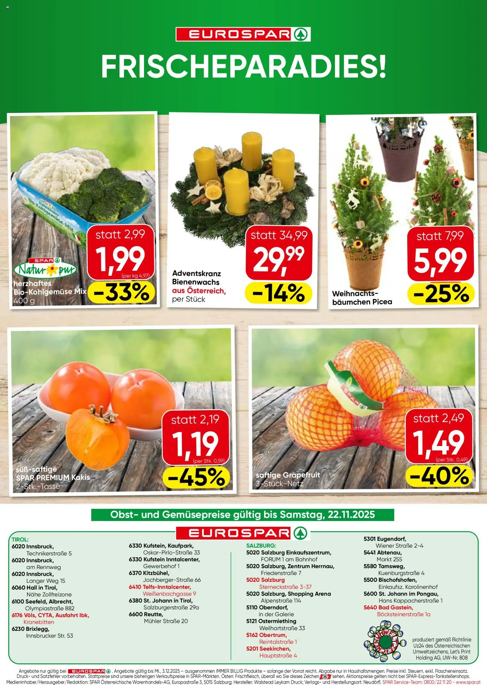 Eurospar Flugblatt gültig ab 20.11.2025 | Seite: 16 | Produkte: Grapefruit, Obst, Bad