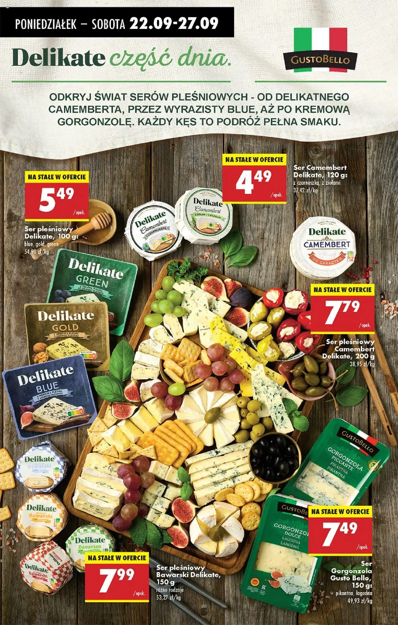 Biedronka gazetka od 22.09.2025 | Strona: 64 | Produkty: Ser pleśniowy, Ser camembert, Ser, Gorgonzola