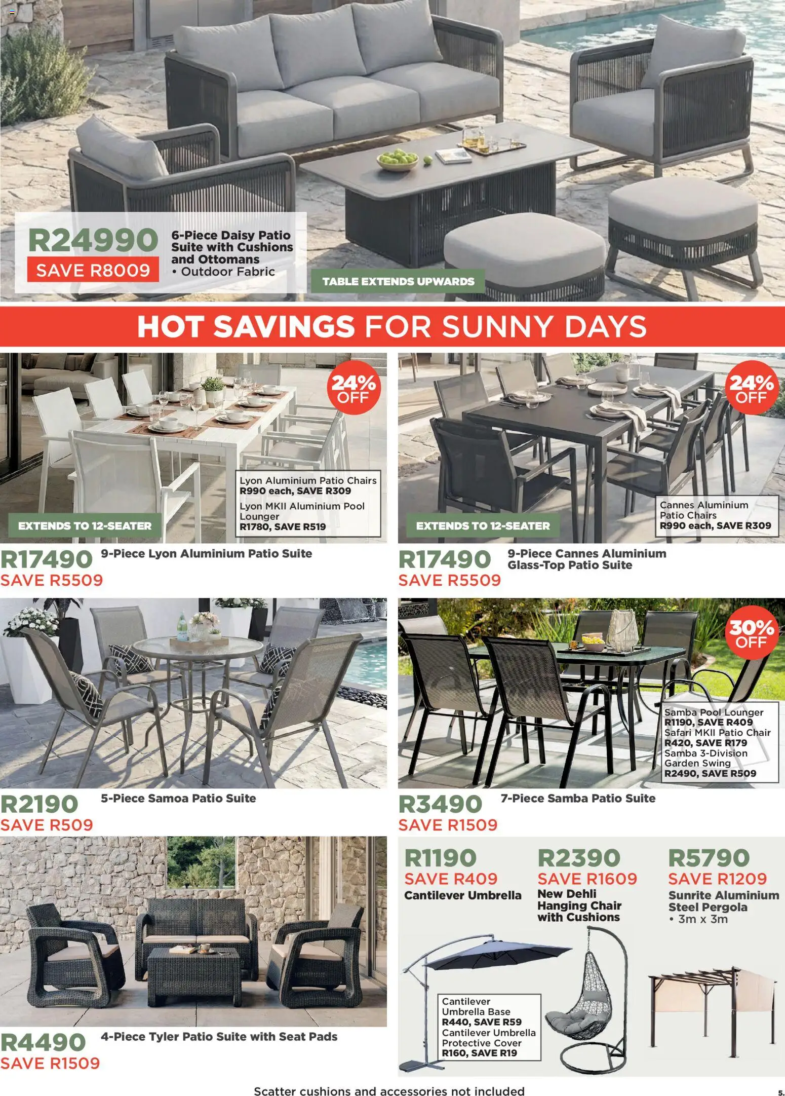 New House and Home catalogue – valid from 19.03.2026 | Page: 5 | Products: Umbrella, Table, Chair, Pads