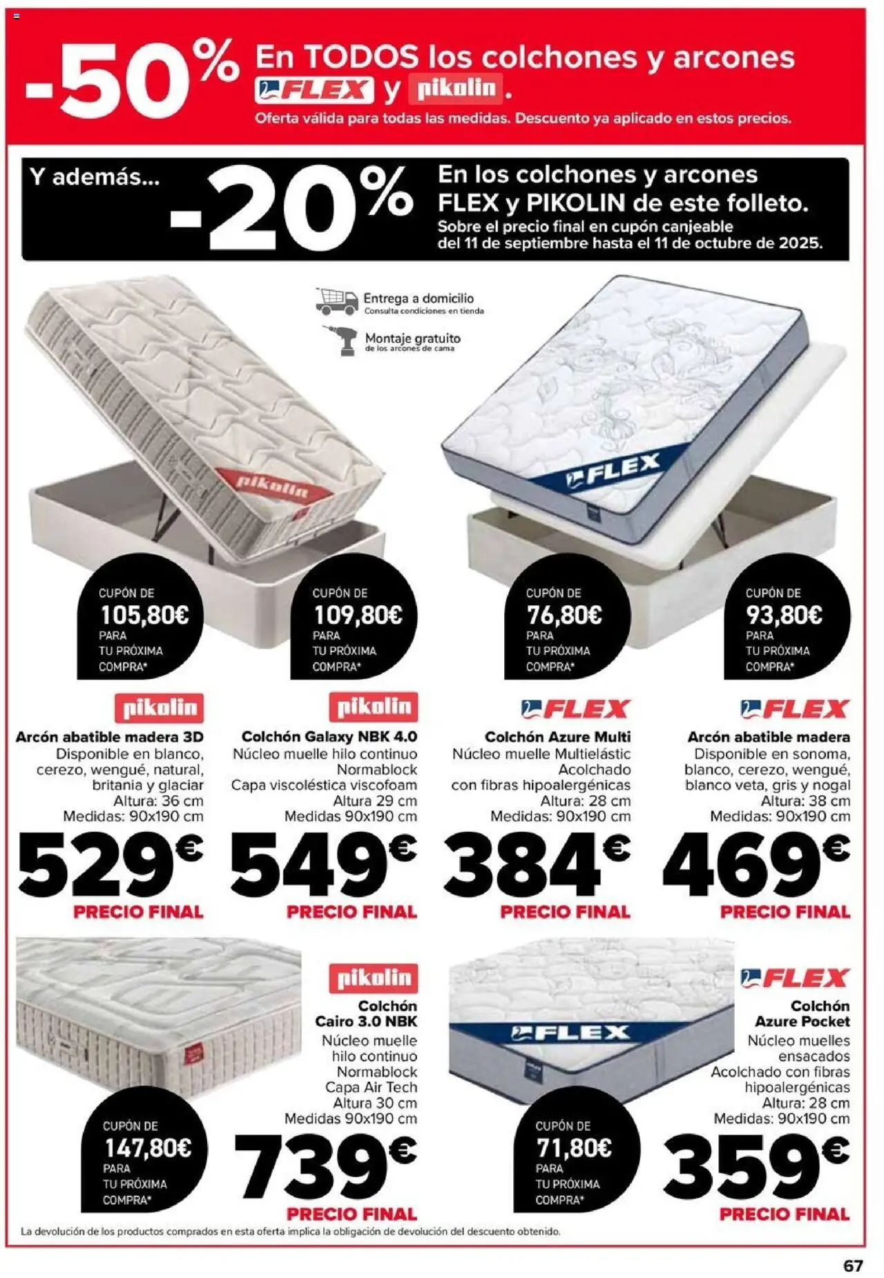 Carrefour folleto │ válido desde el 26.08.2025 | Página: 67 | Productos: Colchon, Cama