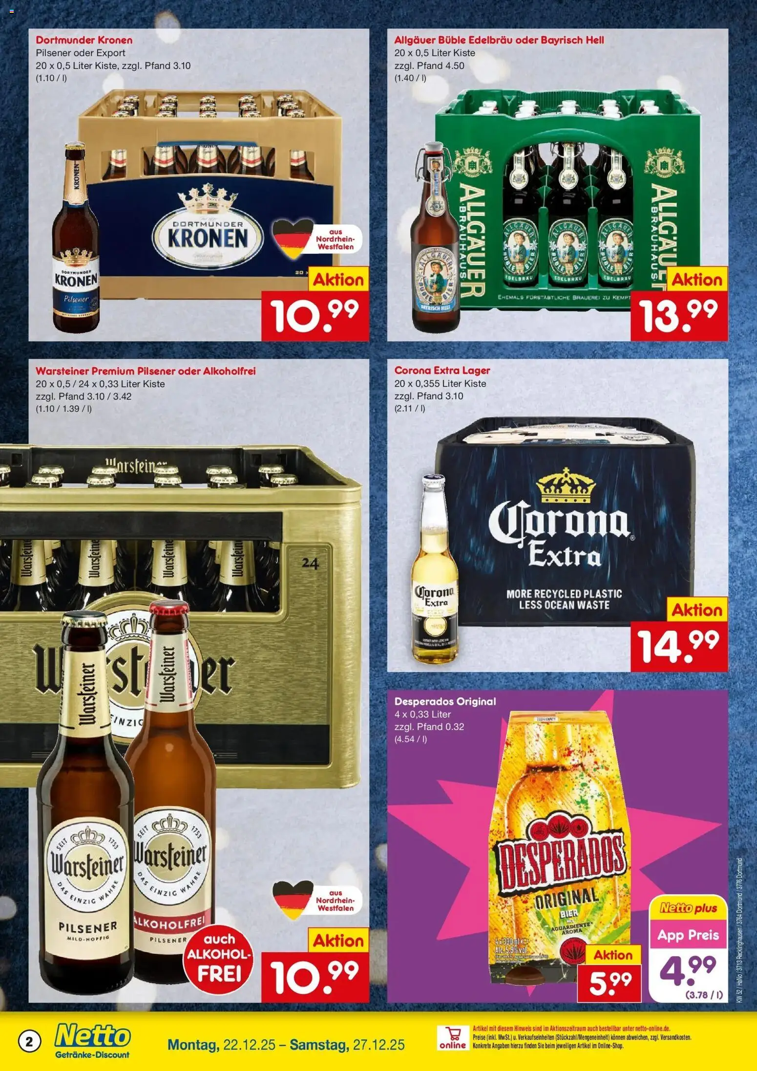 Netto Marken-Discount prospekt Recklinghausen	 – gültig ab 22.12.2025 | Seite: 3 | Produkte: Bier, Warsteiner, Desperados