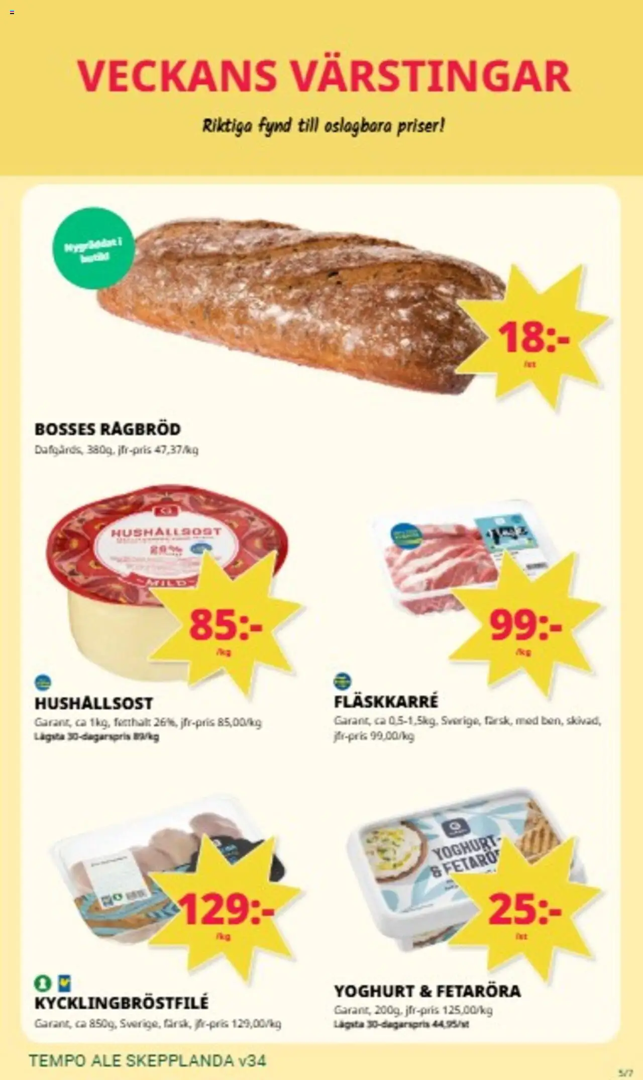 Tempo reklamblad aktuell från 18.08.2025 | Sida: 5 | Produkter: Hushållsost, Yoghurt