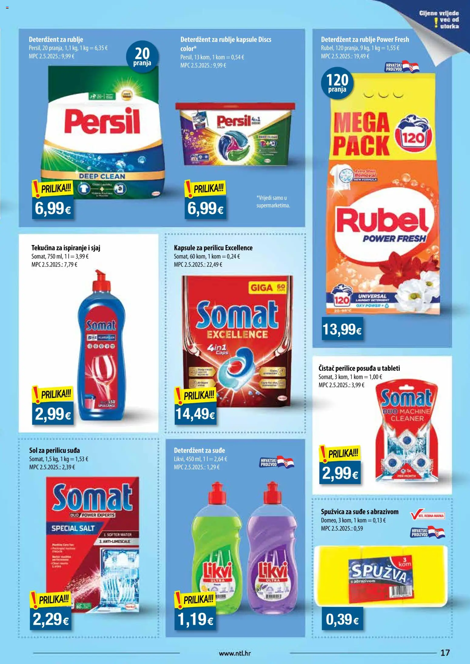 NTL katalog | vrijedi od 08.04.2026 | Stranica: 17 | Proizvodi: Rubel, Spužva, Sol, Persil