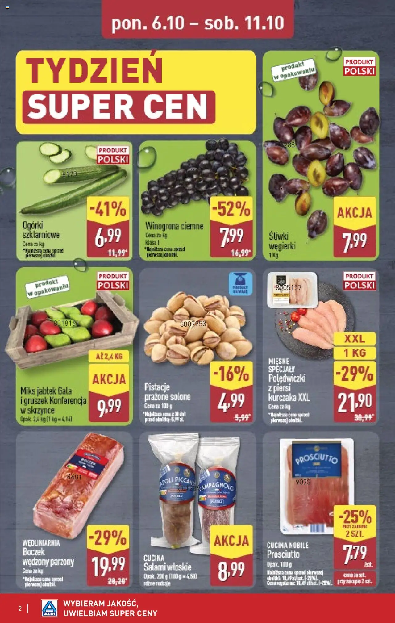 Aldi Gazetka - Okazje na weekend od 09.10.2025 | Strona: 2 | Produkty: Winogrona, Piersi, Boczek, Prosciutto