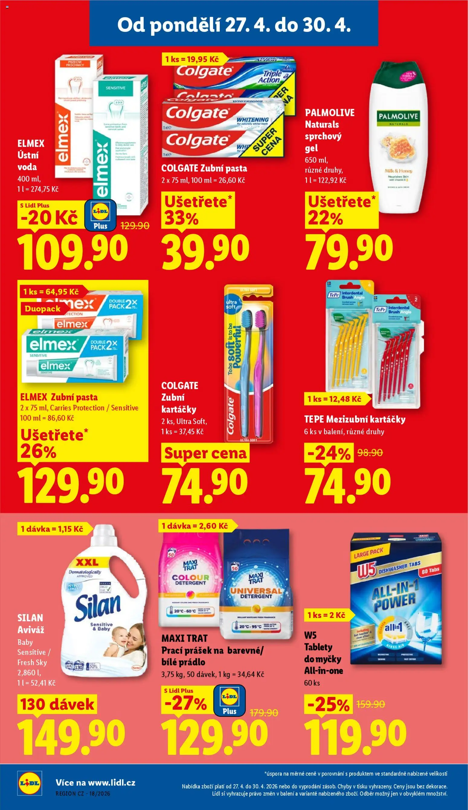 Lidl leták od 27.04.2026 | Strana: 30 | Produkty: Elmex, Mezizubní kartáčky, Prací Prášek, W5
