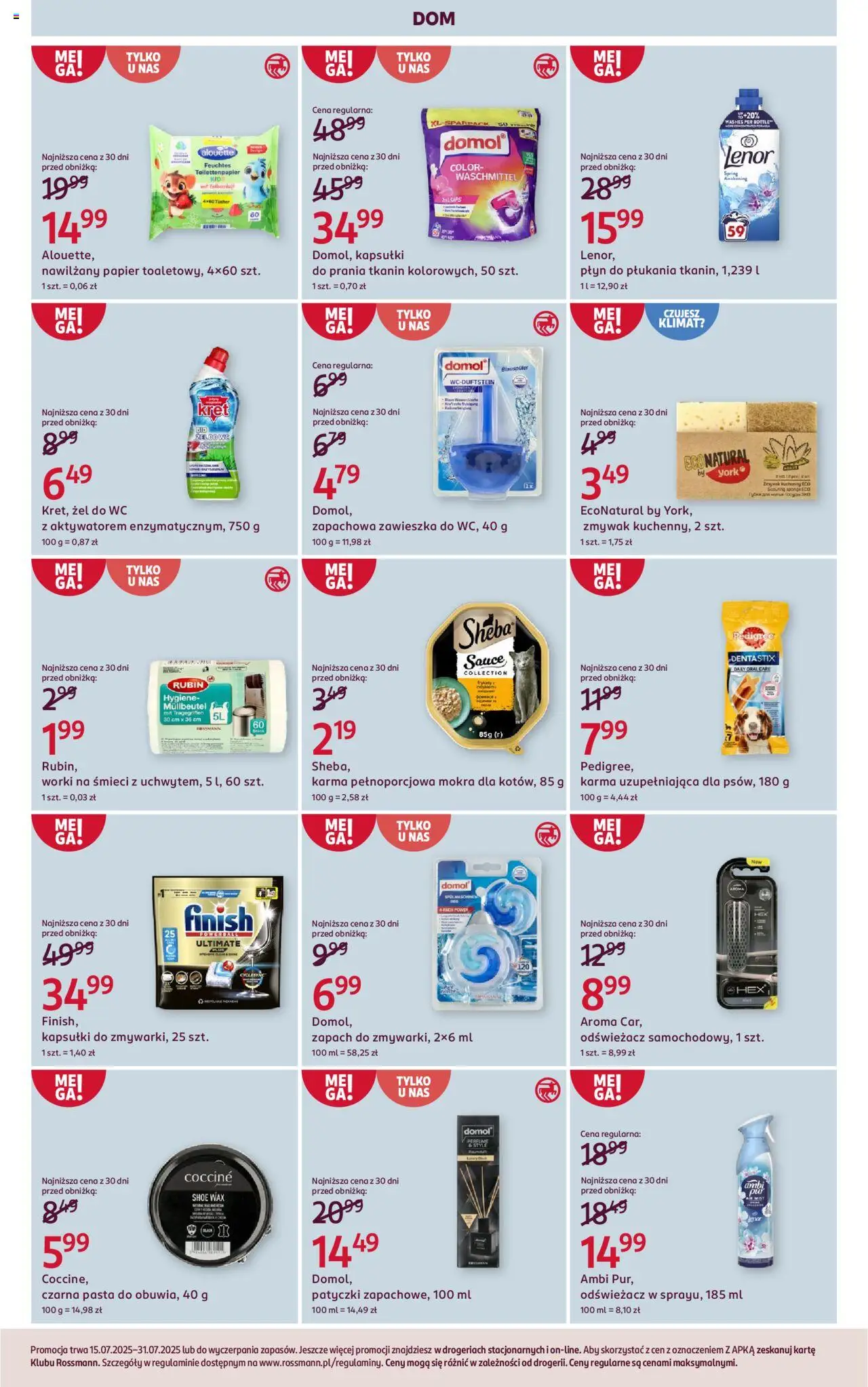 Rossmann Gazetka od 15.07.2025 | Strona: 12 | Produkty: Odświeżacz, Pedigree, Zapach, Finish