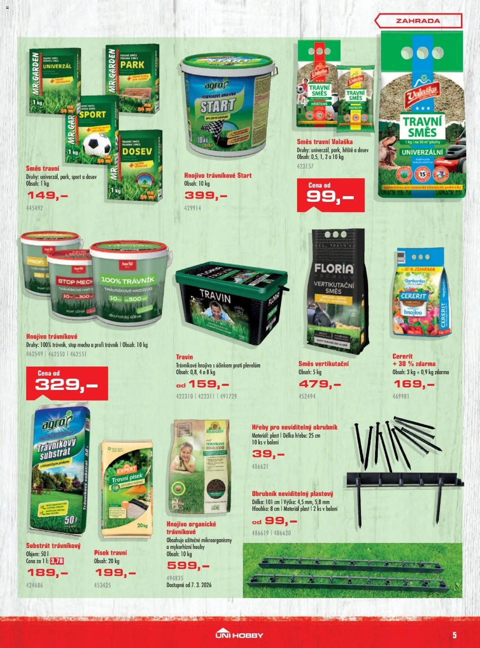Uni Hobby leták od 05.03.2026 | Strana: 5 | Produkty: Zahrada, Substrát, Trávníkové hnojivo, Hnojivo