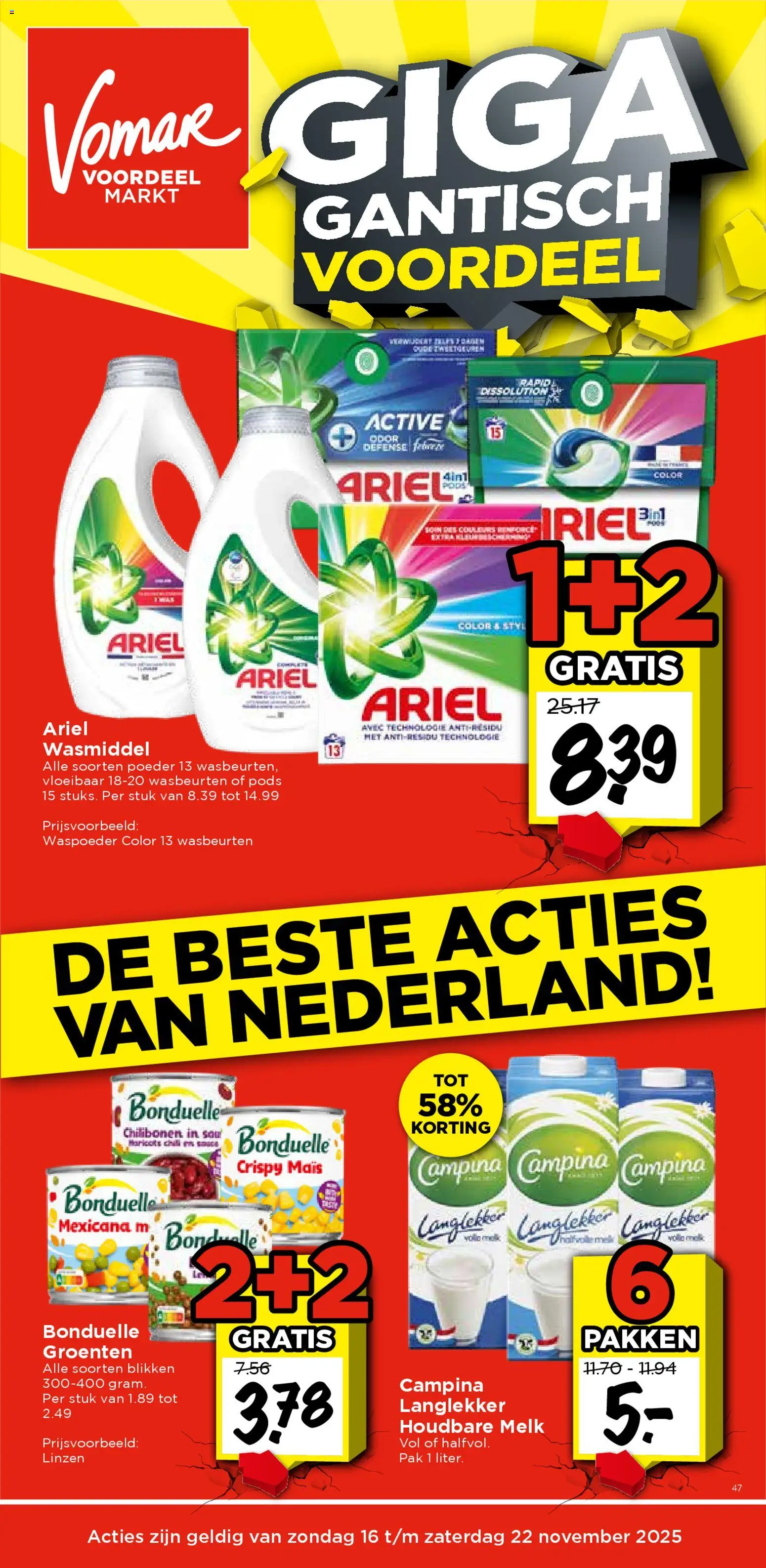 {H1} | Pagina: 1 | Producten: Wasmiddel, Melk, Linzen, Maïs