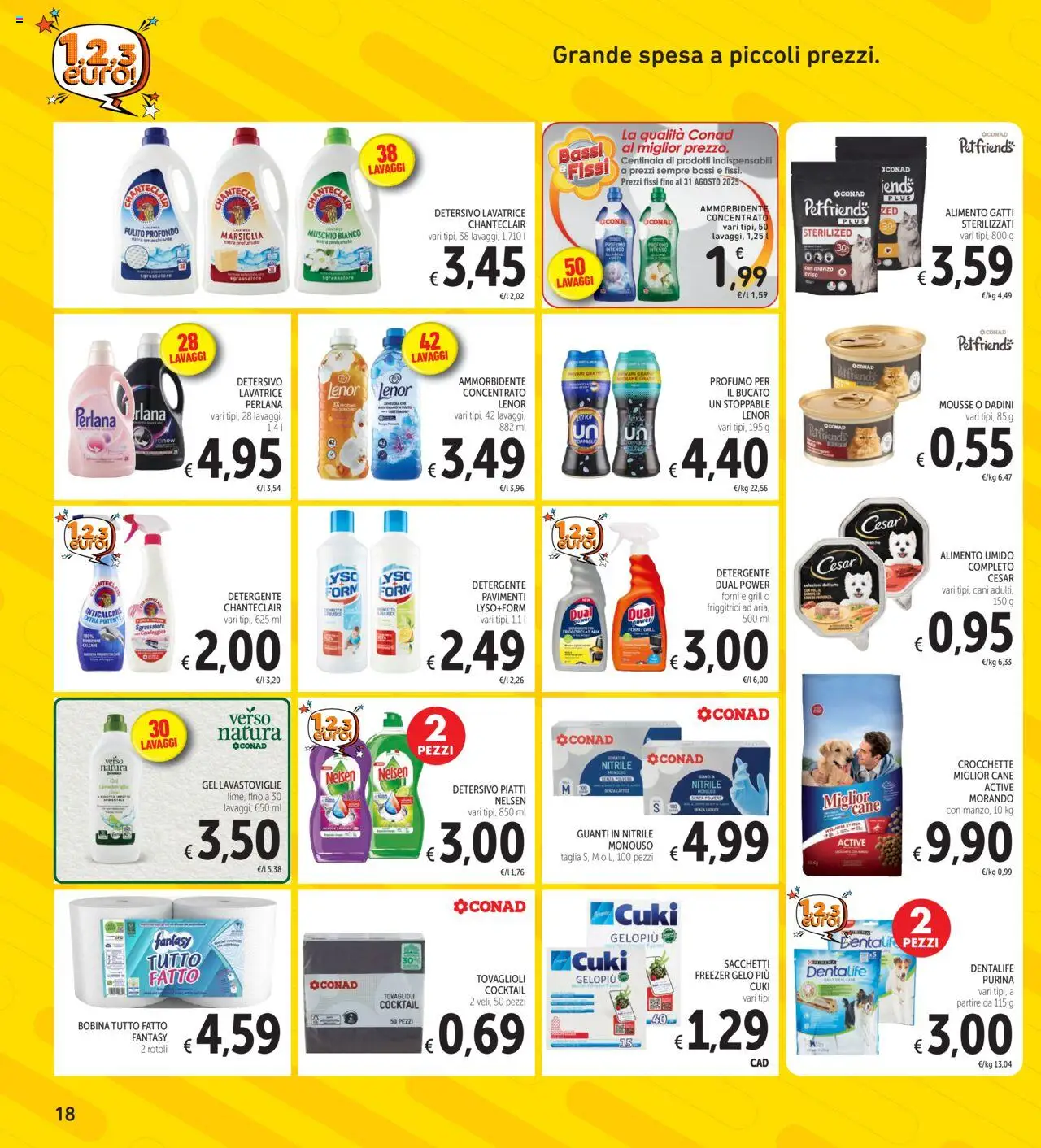 Volantino Spazio Conad del 12.08.2025 | Pagina: 18 | Prodotti: Ammorbidente, Detergente, Lavastoviglie, Profumo