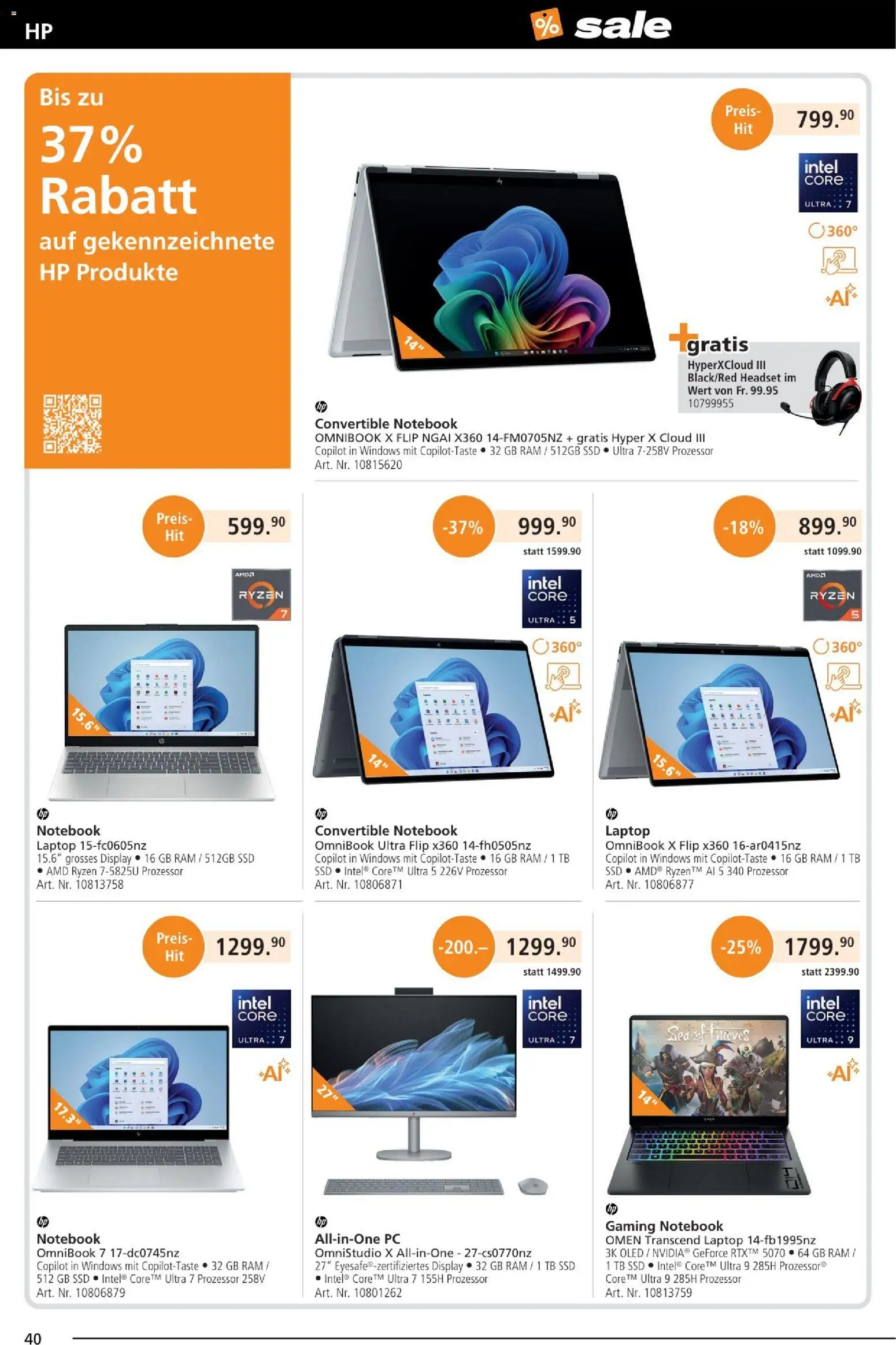 Fust Aktionen – gültig ab 25.12.2025 | Seite: 40 | Produkte: Laptop, Notebook, Headset, HP