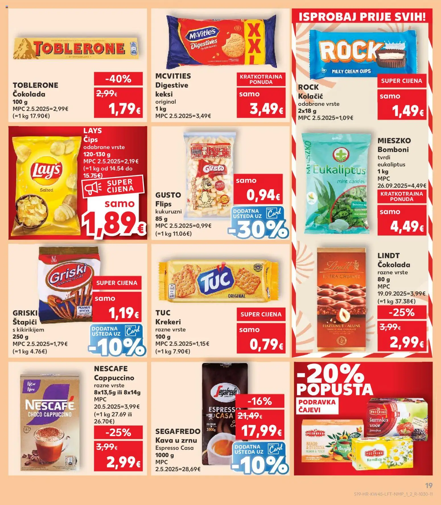 Kaufland katalog | vrijedi od 05.11.2025 | Stranica: 19 | Proizvodi: Lindt, Flips, Podravka, Cappuccino