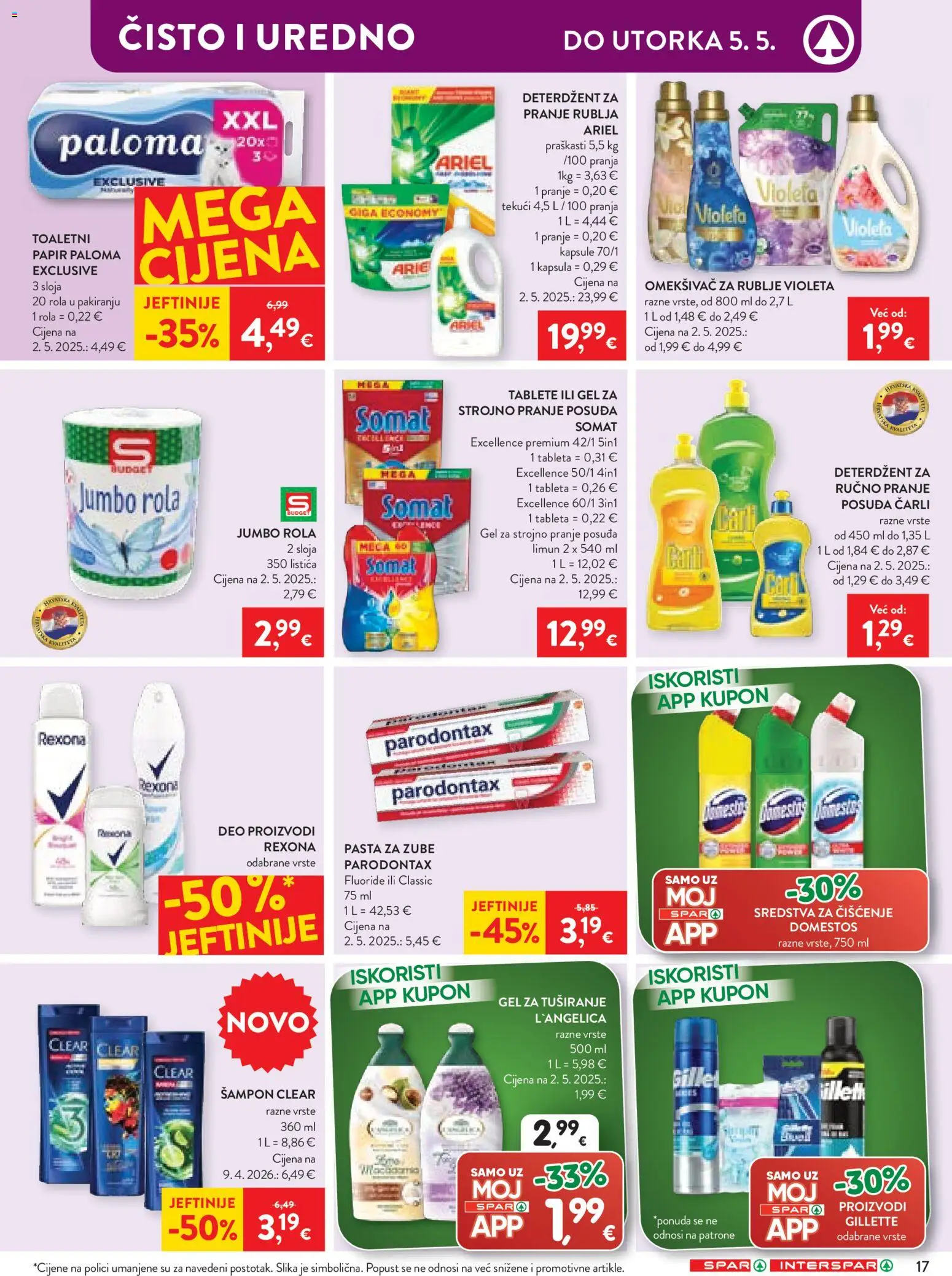 Spar katalog | vrijedi od 27.04.2026 | Stranica: 20 | Proizvodi: Gel za tuširanje, Pasta za zube, Toaletni papir, Somat