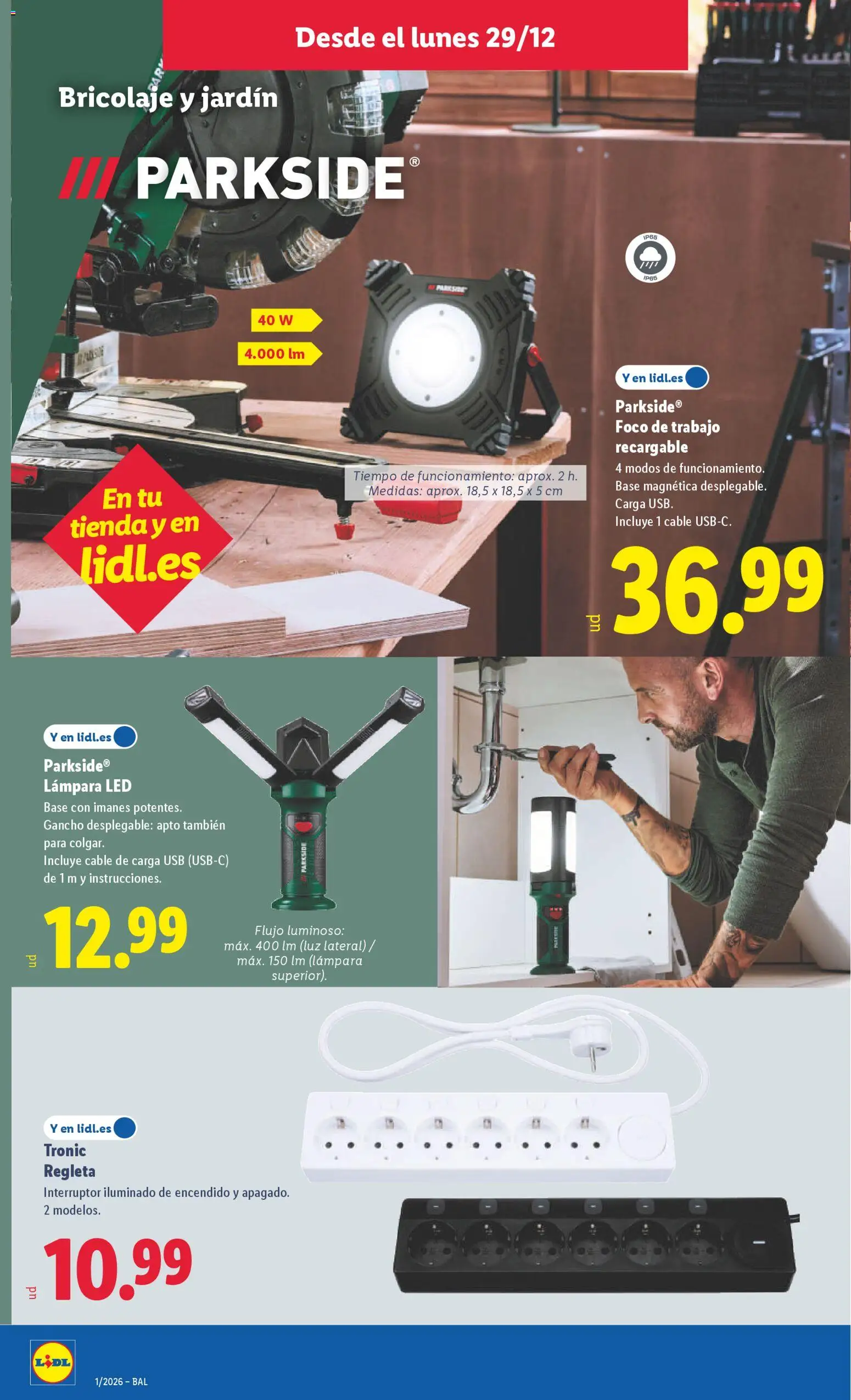 Lidl folleto de bazar │ válido desde el 29.12.2025 | Página: 4 | Productos: Cable, USB, Lámpara