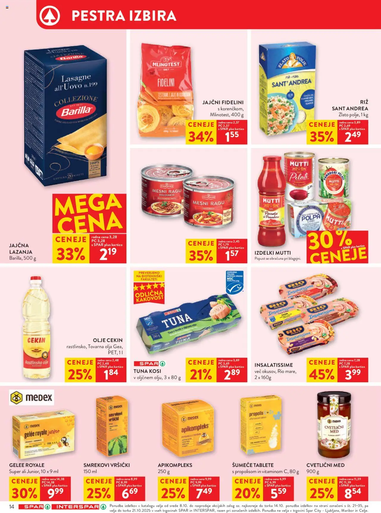 Novi Spar katalog ponudbe – veljaven od 08.10.2025 | Stran: 16 | Izdelki: Tuna, Olje, Lazanja, Testenine