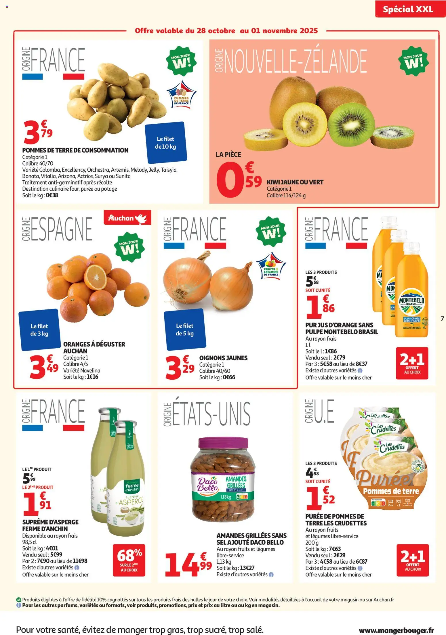 {H1} | Page: 7 | Produits: Asperge, Jus, Oranges, Amandes