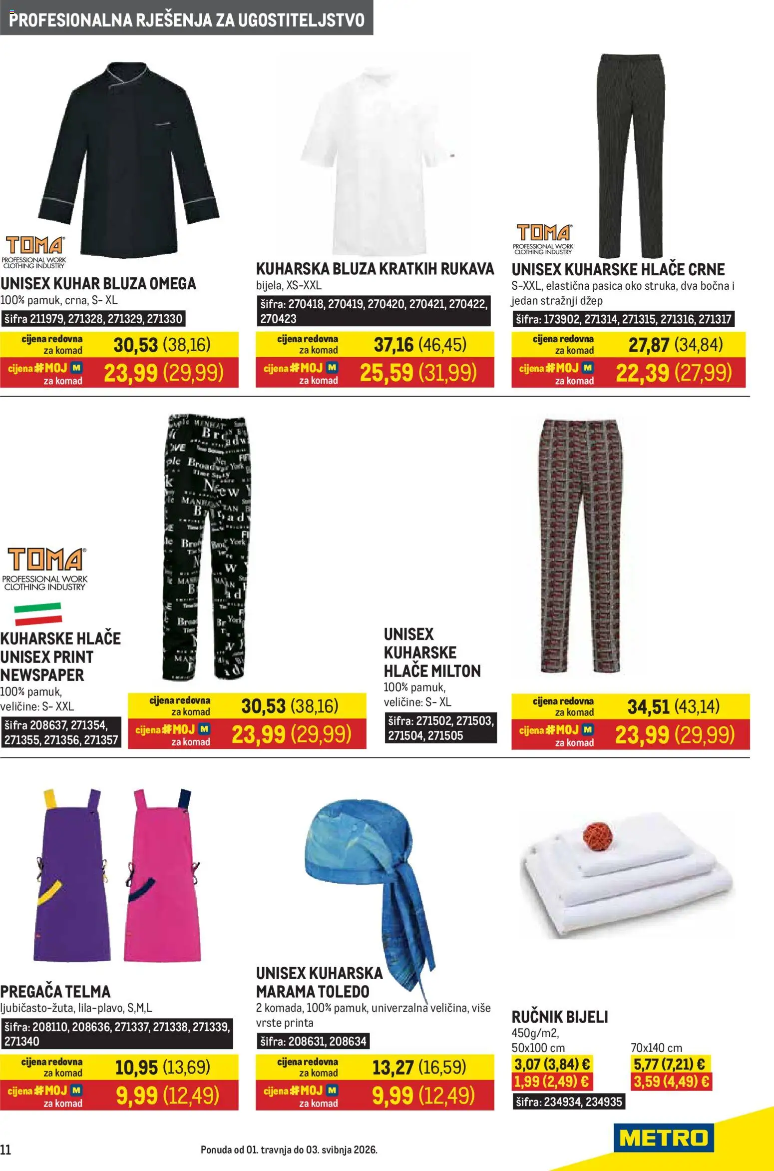 Metro katalog | vrijedi od 01.04.2026 | Stranica: 11 | Proizvodi: Bluza, Hlače, Ručnik