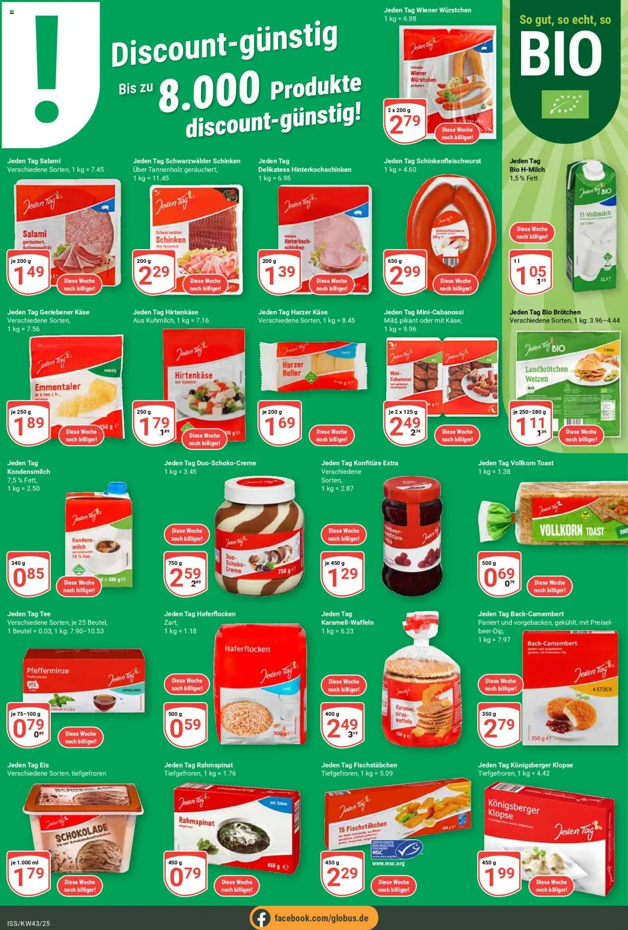 Globus Prospekt 	 – gültig ab 20.10.2025 | Seite: 21 | Produkte: Milch, Toast, Schinken, Tee