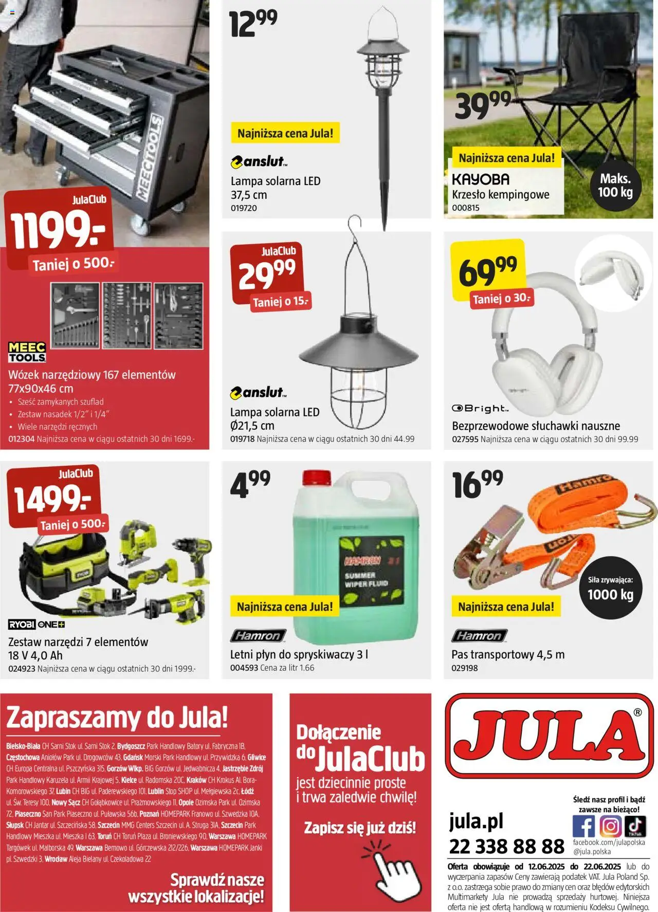 Jula Gazetka od 12.06.2025 | Strona: 13 | Produkty: Czekoladowa, Słuchawki, Zestaw narzędzi, Płyn do spryskiwaczy