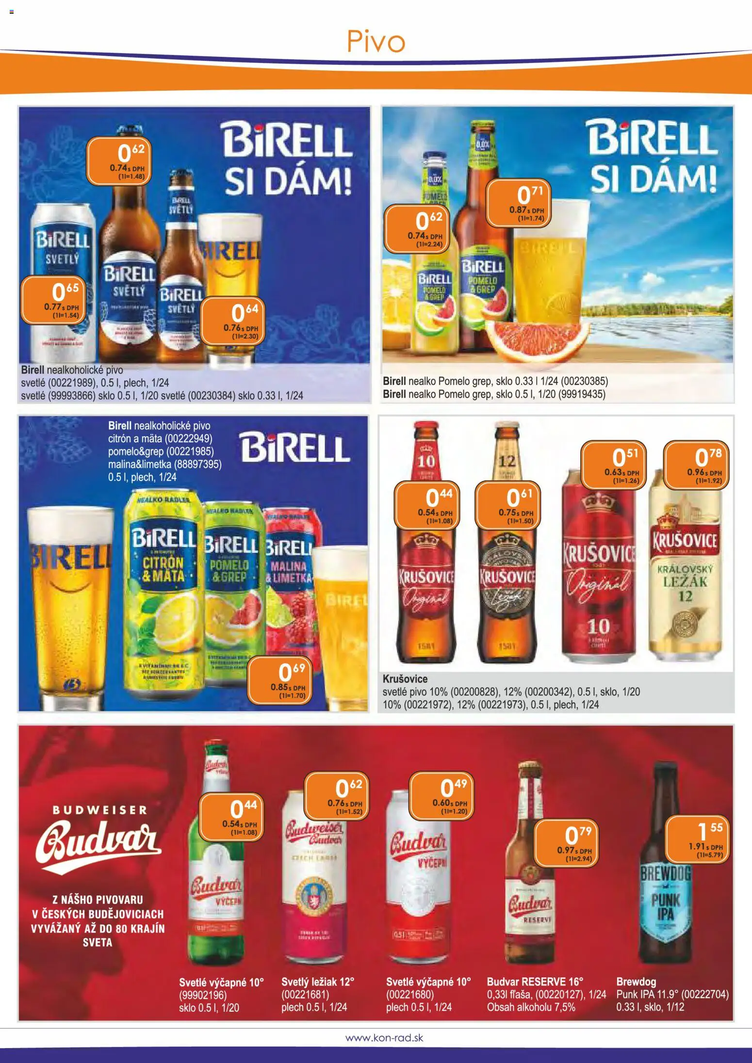 Nové KON - RAD akcie – leták je platný od 01.03.2026 | Strana: 20 | Produkty: Krušovice, Budvar, Nealkoholické pivo, Grep