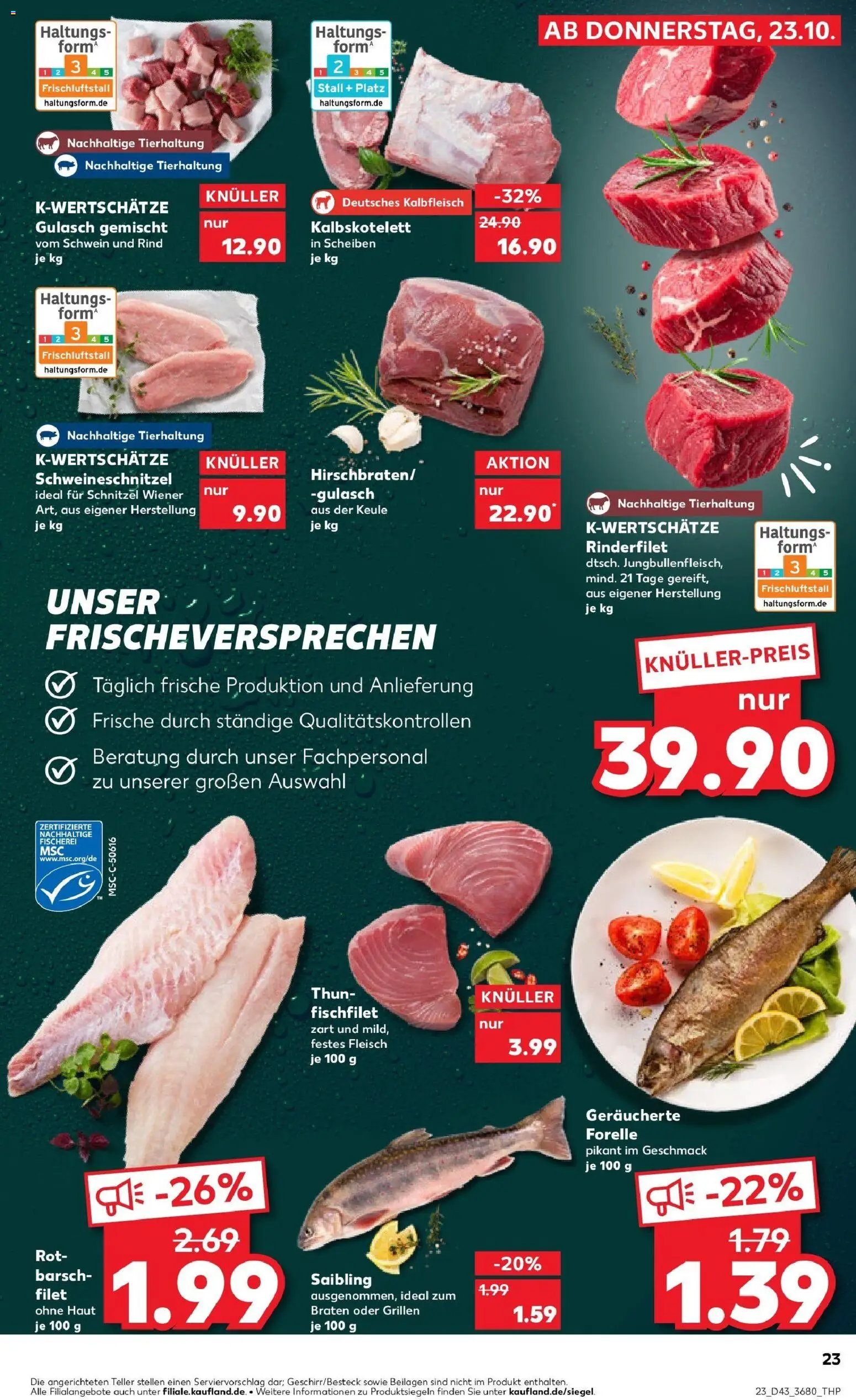 Kaufland prospekt Gotha	 – gültig ab 27.10.2025 | Seite: 23 | Produkte: Rinderfilet, Schnitzel, Gulasch, Fleisch