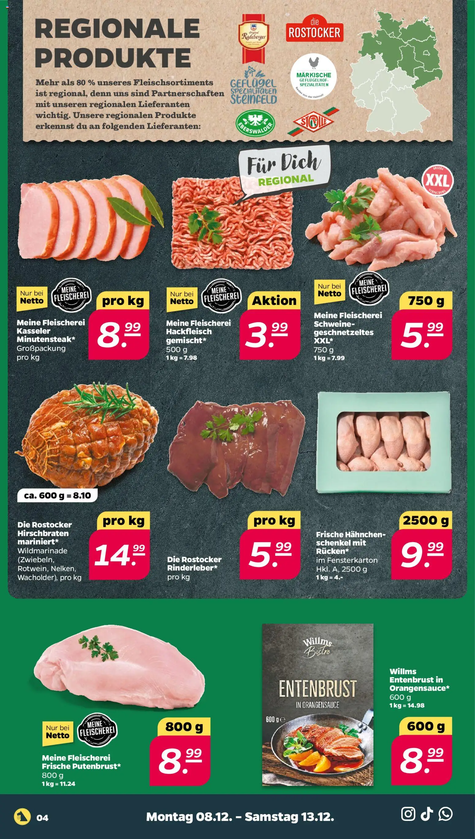 Netto Prospekt 	 – gültig ab 08.12.2025 | Seite: 4 | Produkte: Hahnchen, Hackfleisch