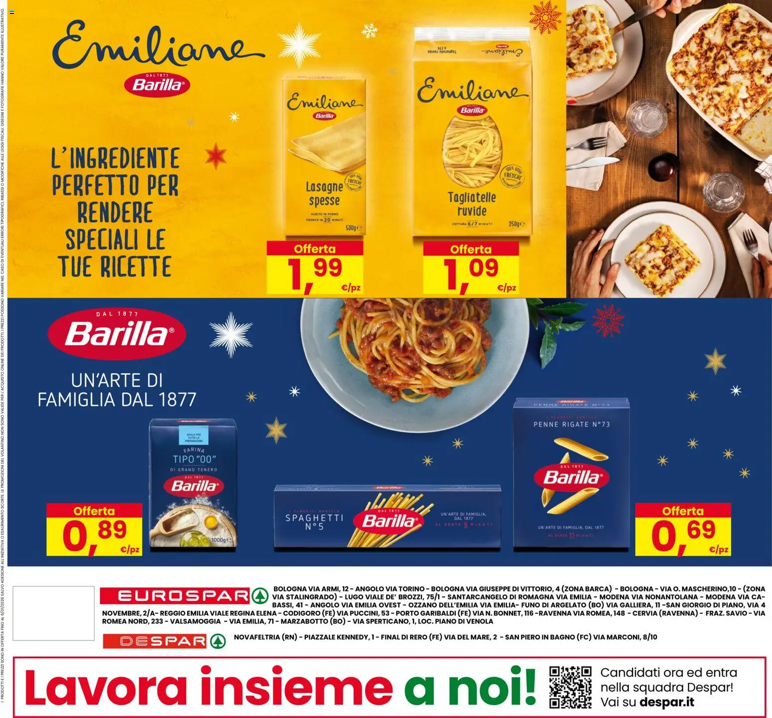 Volantino Eurospar del 16.12.2025 | Pagina: 28 | Prodotti: Tagliatelle, Farina, Penne, Bagno