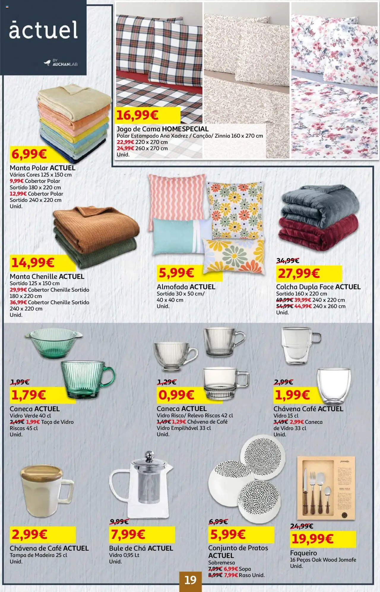 Auchan - Preços tão baixos que arrepiam │ válido de 16.10.2025 | Página: 19 | Produtos: Pratos, Jogo de cama, Sopa, Café