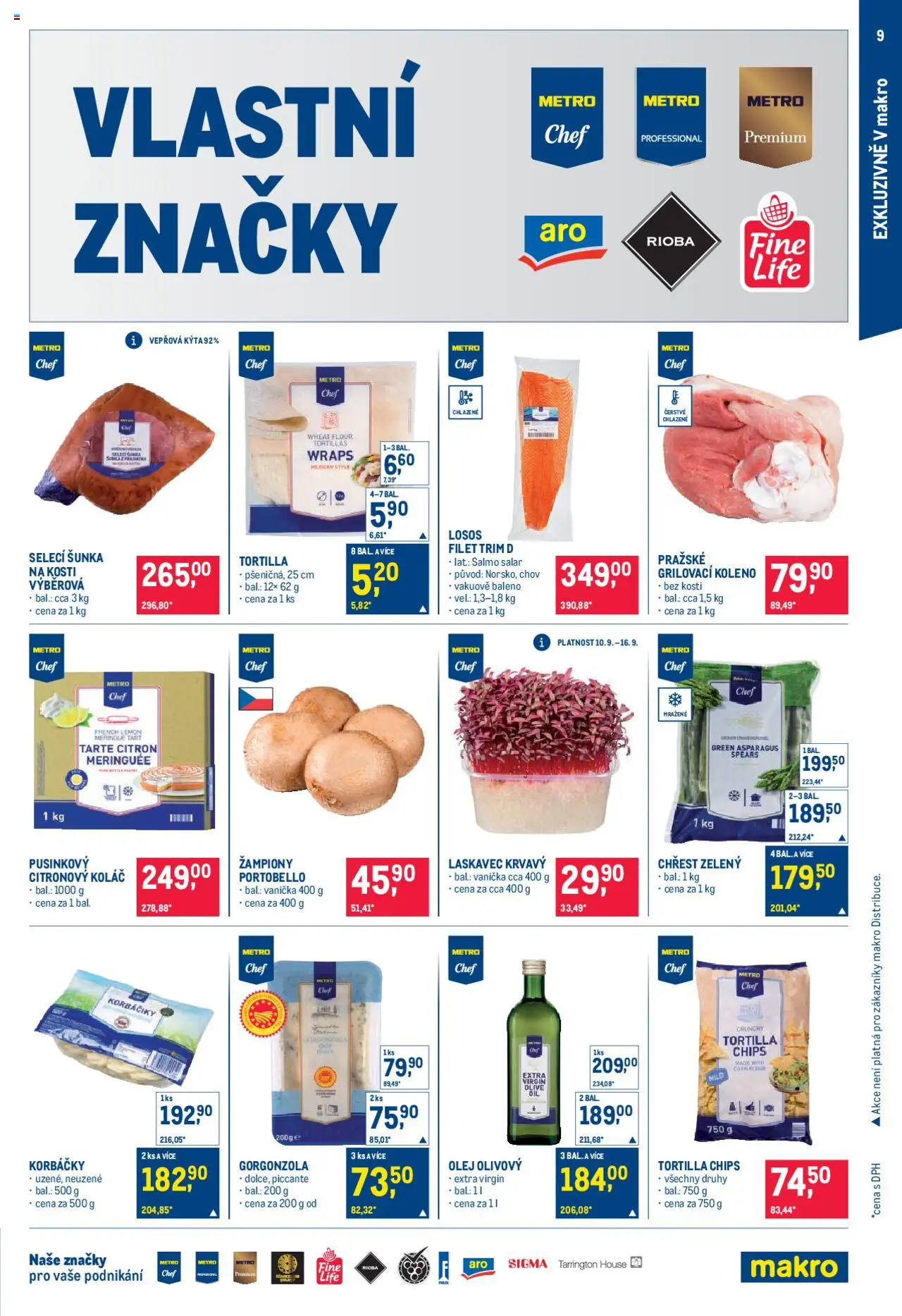Makro leták - Pro milovníky jídla od 10.09.2025 | Strana: 9 | Produkty: Losos, Gorgonzola, Vepřová Kýta, Kýta