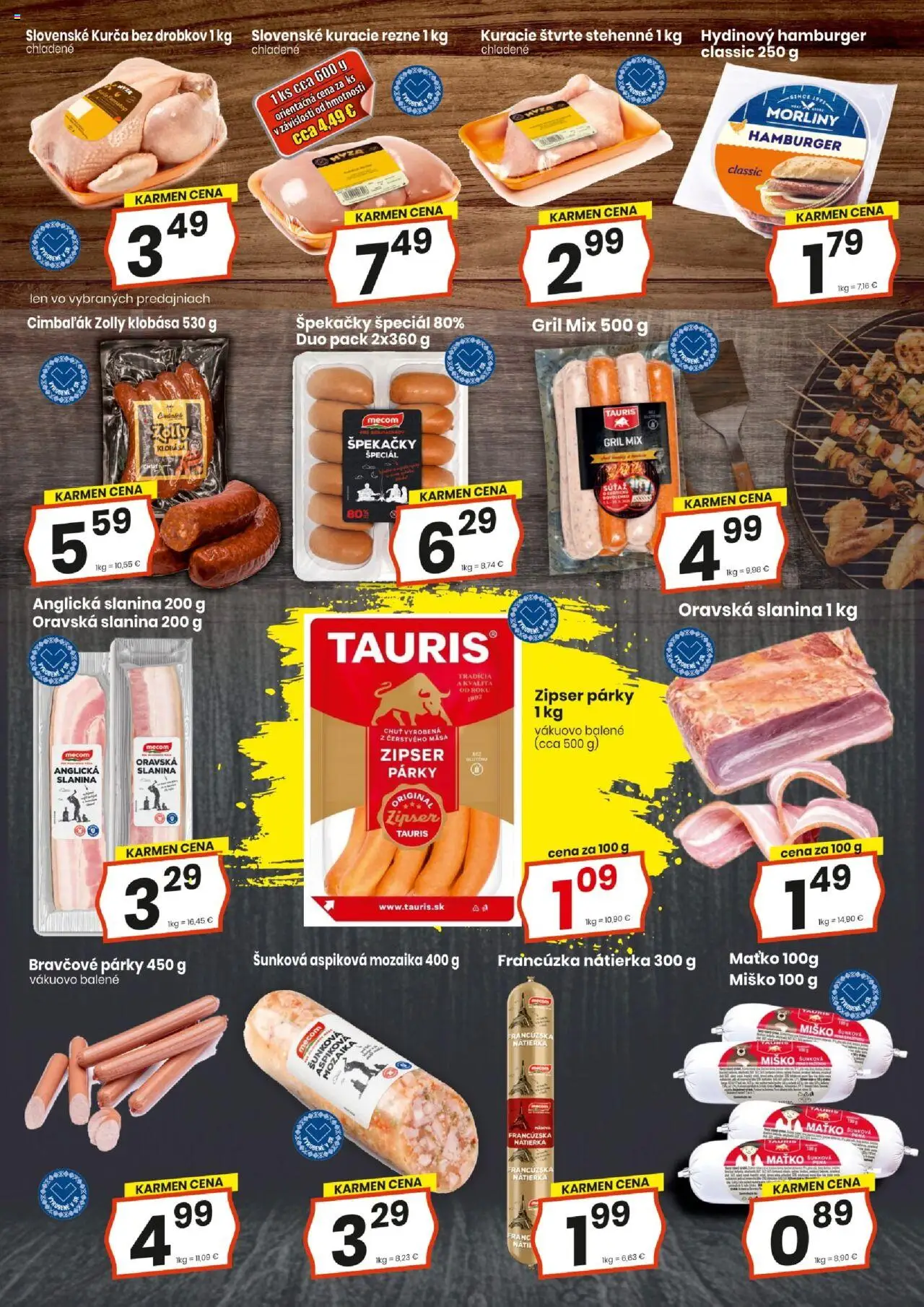 KARMEN CBA maloobchod │ platný od 17.07.2025 | Strana: 5 | Produkty: Gril, Slanina, Klobása, Kurča