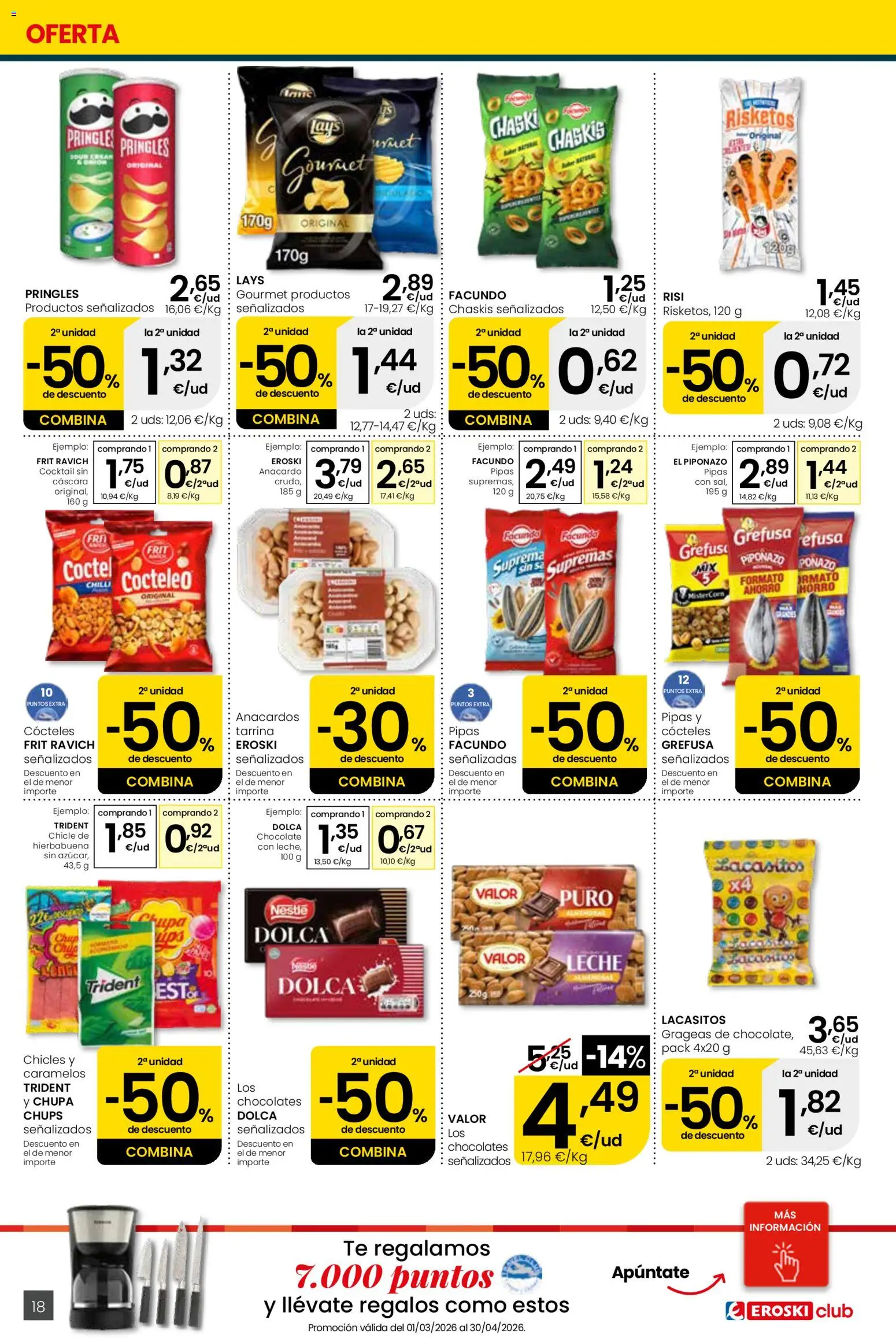 Eroski Quieres ahorrar conmigo Center │ válido desde el 16.04.2026 | Página: 18 | Productos: Leche, Chocolate, Té