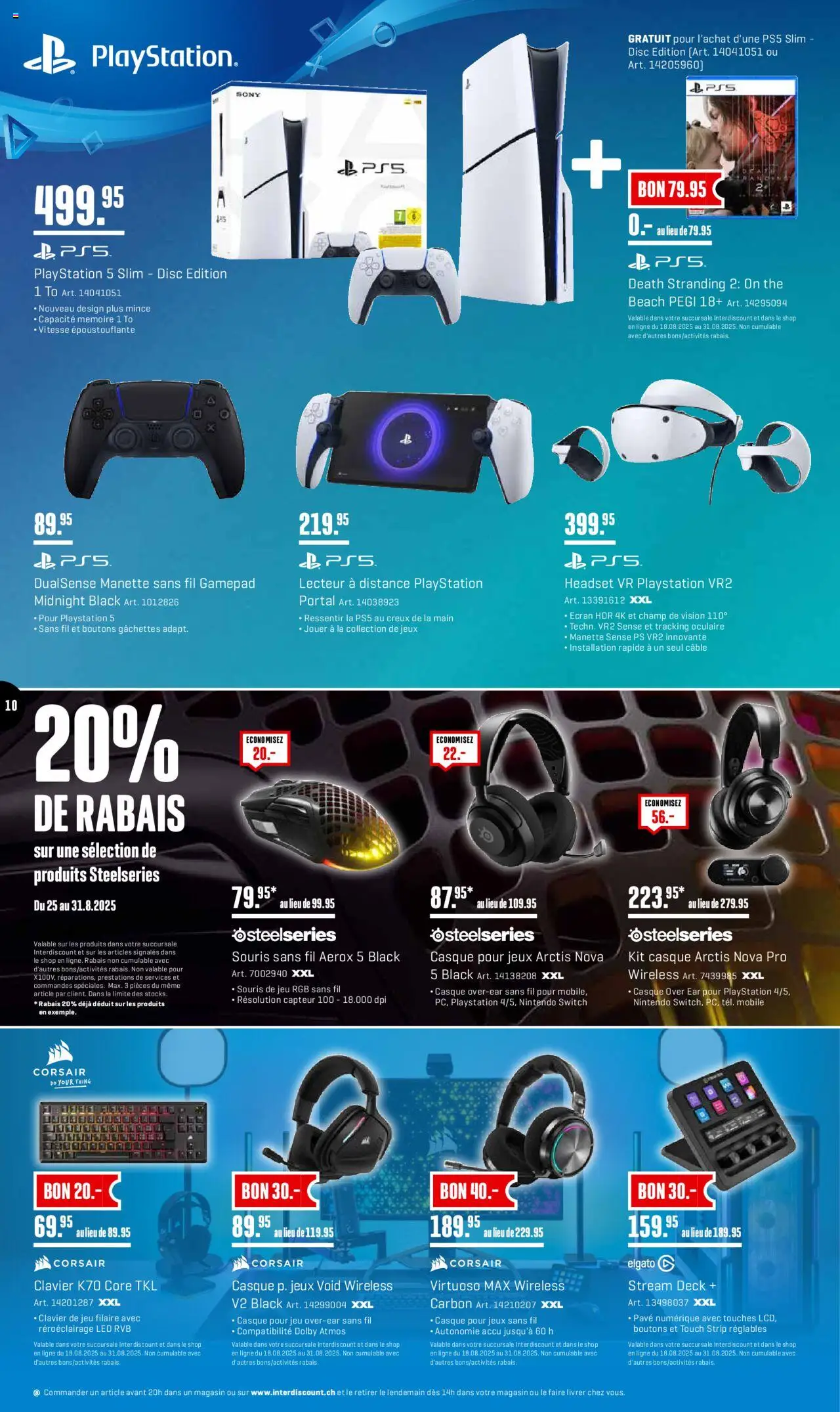 Interdiscount Aktionen FR ab 25.08.2025 | Seite: 10 | Produkte: Headset, Playstation, Sony