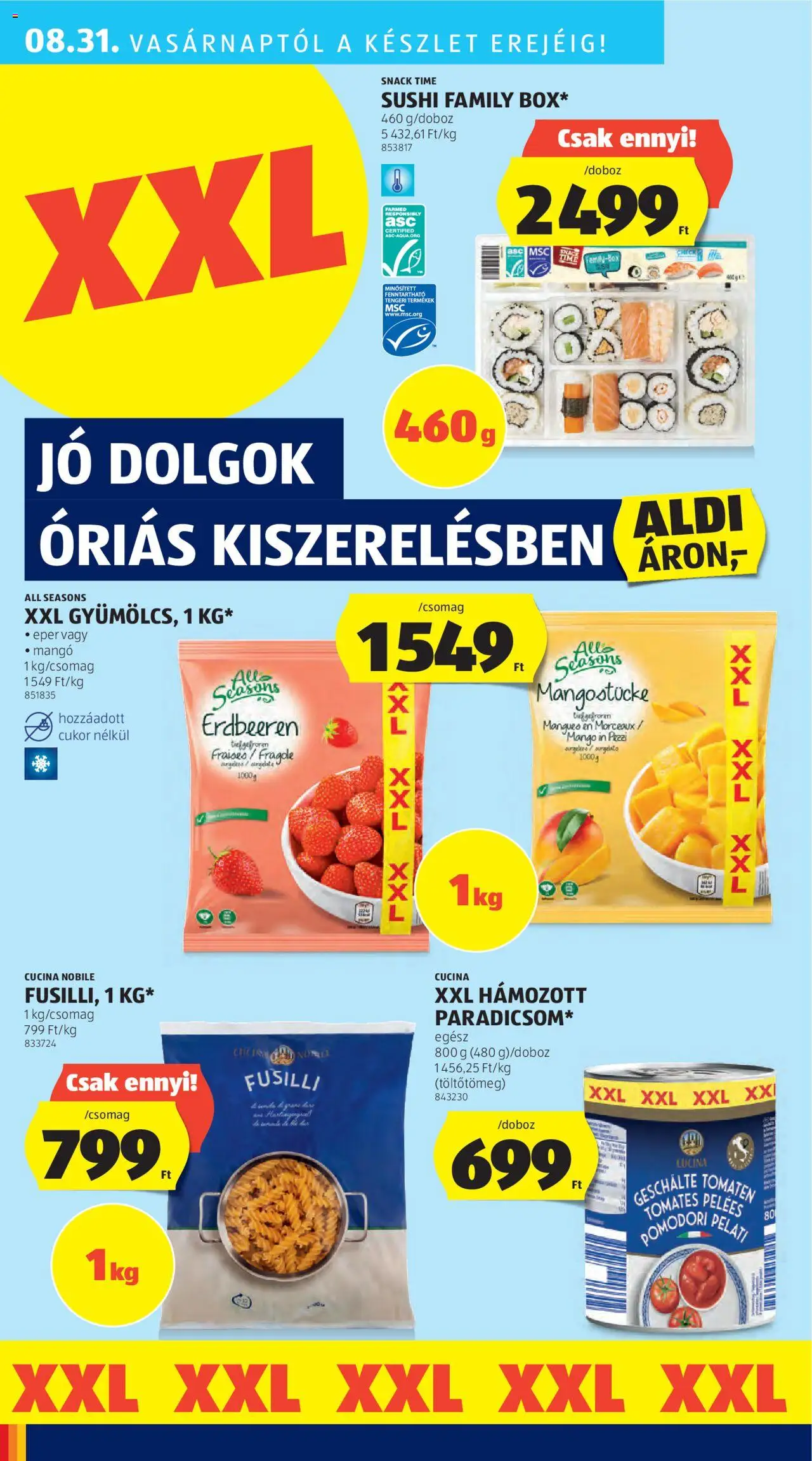 Aldi akciós ujság - amely érvényes a következő dátumtól: 28.08.2025 | Oldal: 32 | Termékek: Sushi, Eper, Cukor, Mangó