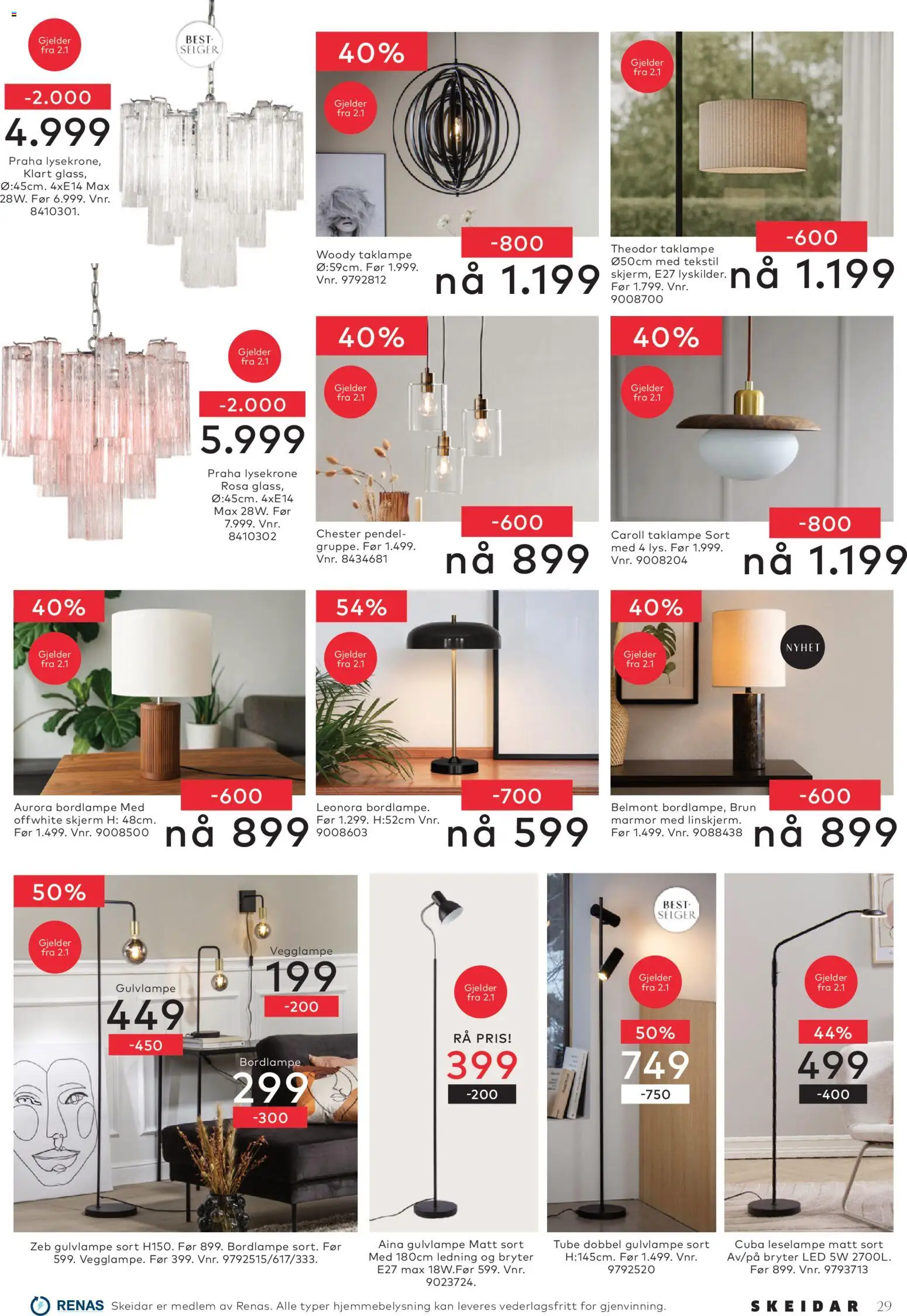 {H1} | Side: 29 | Produkter: Vegglampe, Taklampe, Ledning, Jeux