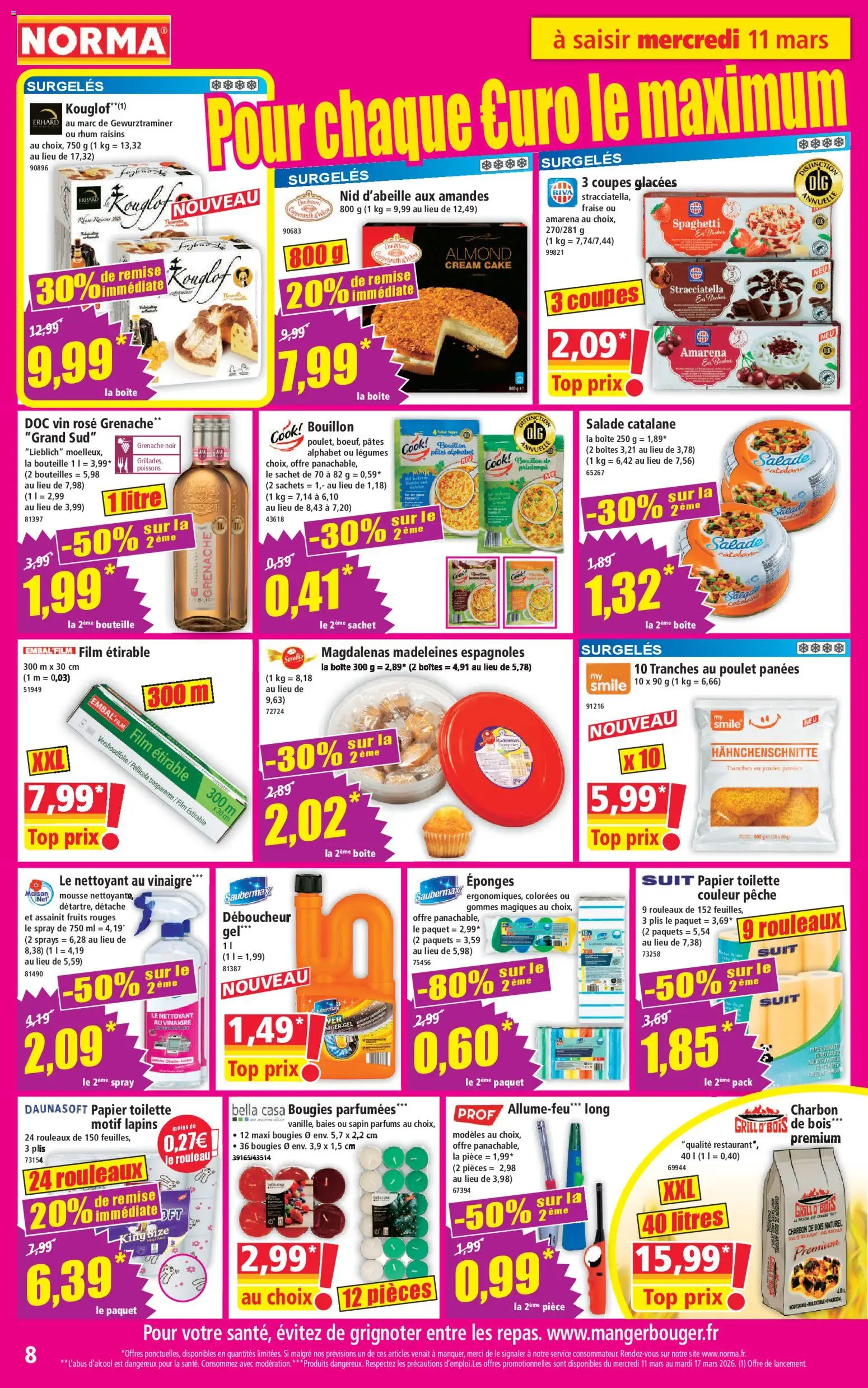 {H1} | Page: 8 | Produits: Fraise, Spaghetti, Papier toilette, Amandes