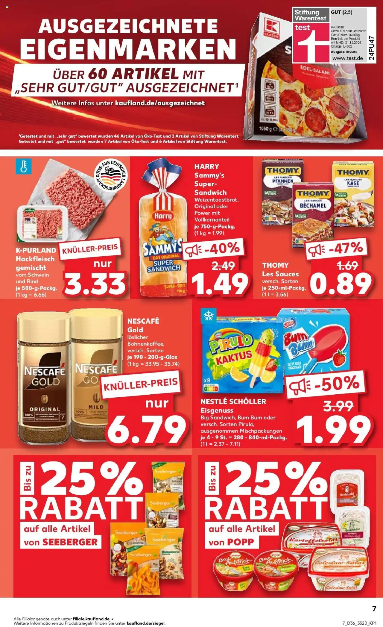 Kaufland prospekt Sonneberg	 – gültig ab 04.09.2025 | Seite: 7 | Produkte: Nescafe, Thomy les sauces, Pizza, Salat