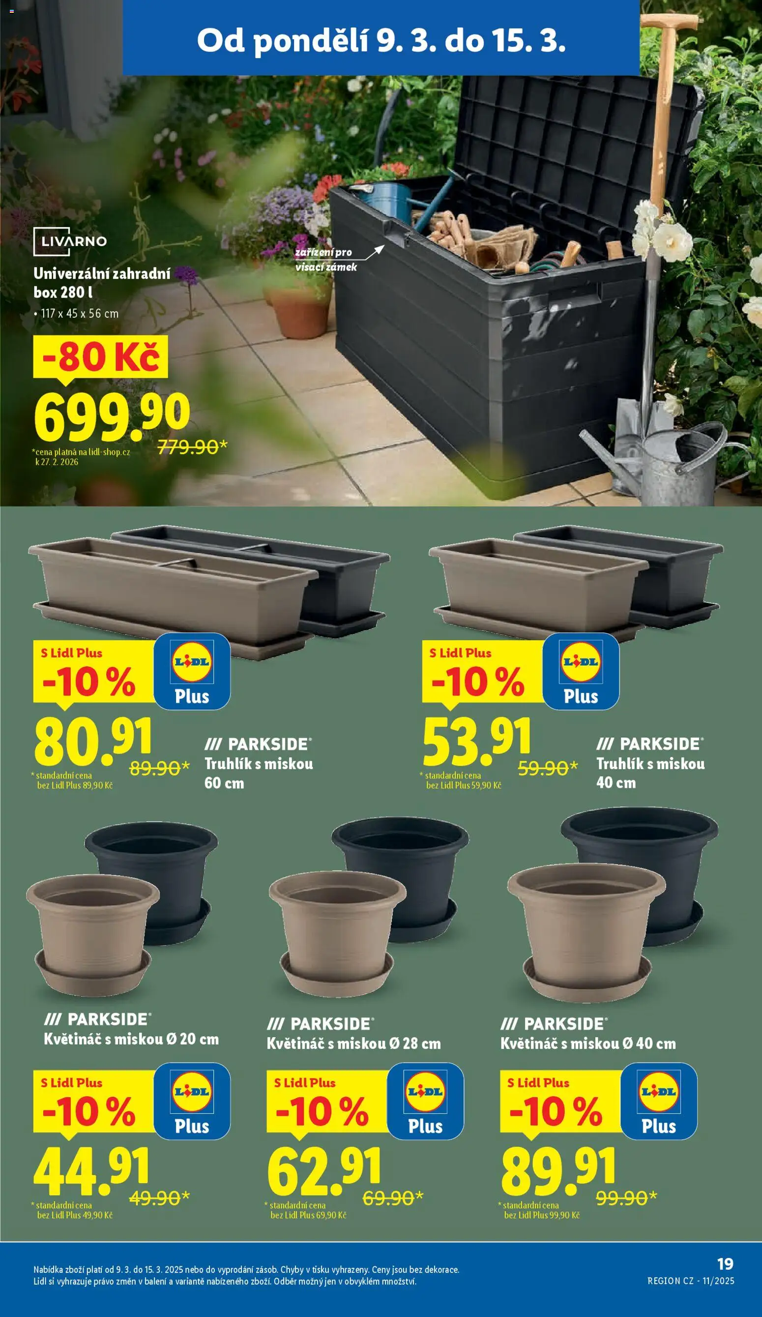 Lidl leták - Zahradní šuškanda od 24.02.2026 | Strana: 19 | Produkty: Truhlík, Parkside, Zahradní box, Květináč