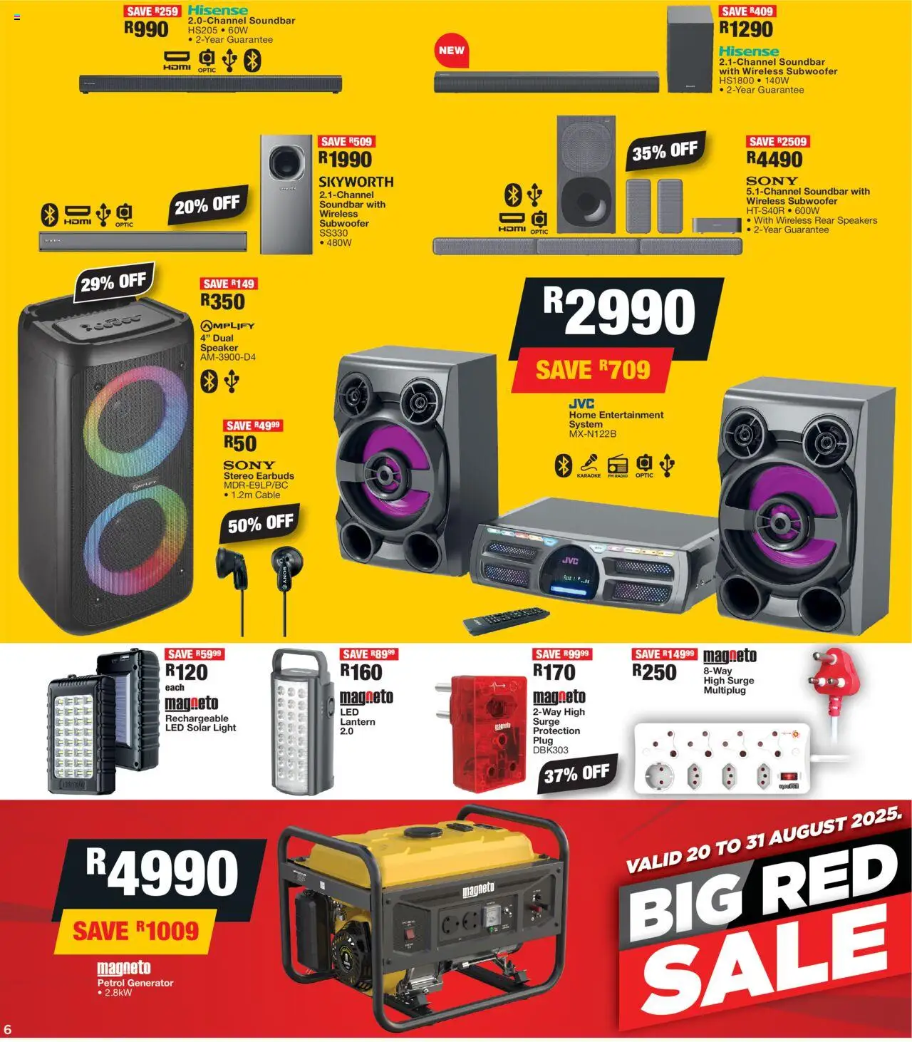 OK Furniture Catalogue │ valid from 20.08.2025 | Page: 6 | Products: Earbuds, Cable, Speaker, Soundbar