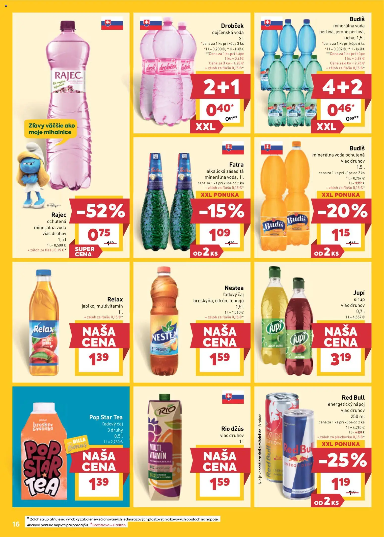 Nové Billa akcie – leták je platný od 12.11.2025 | Strana: 16 | Produkty: Džús, Čaj, Budiš, Mango